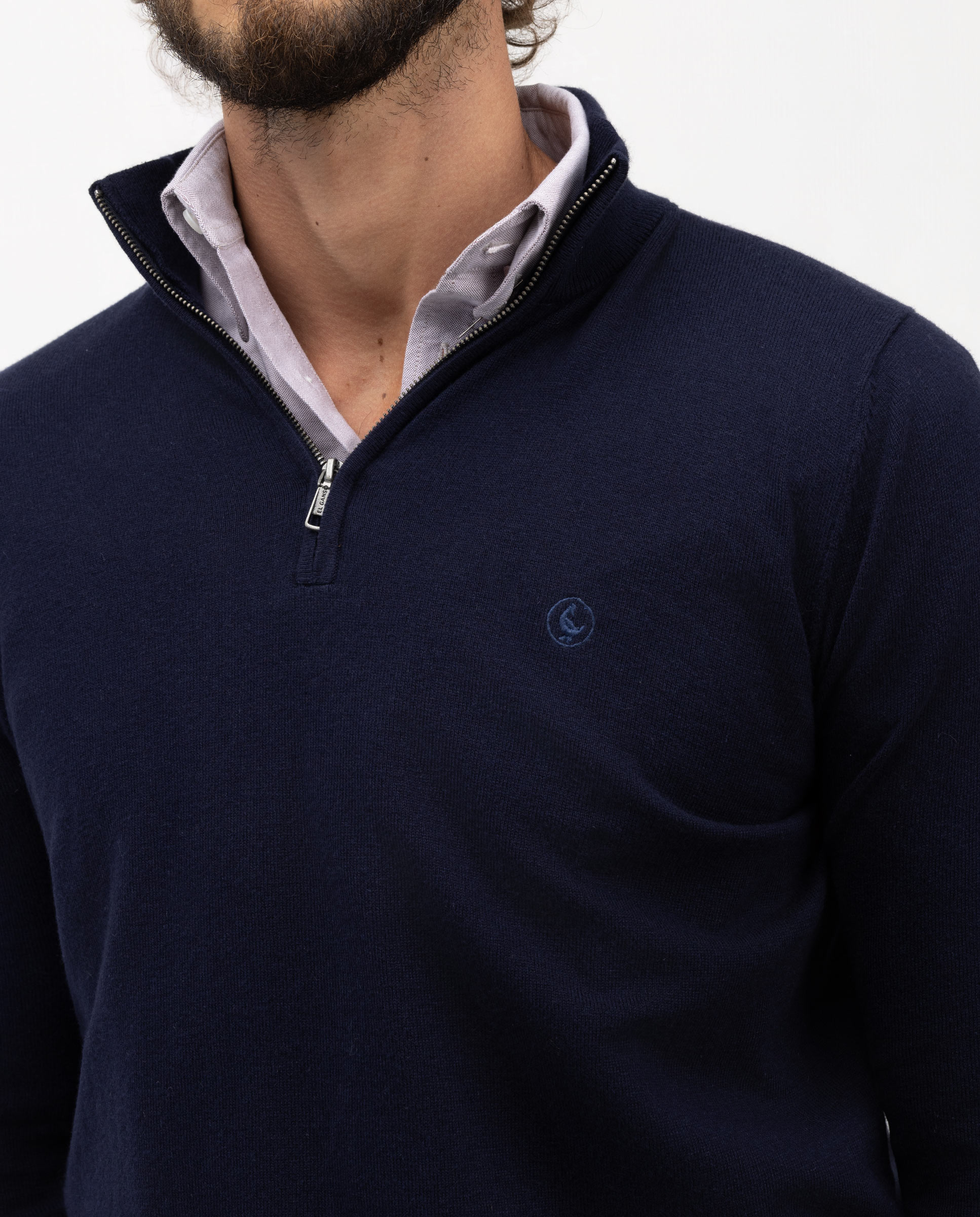 Imagen 3 de Jersey de hombre cuello camionero liso - El Ganso - Azul marino Azul marino