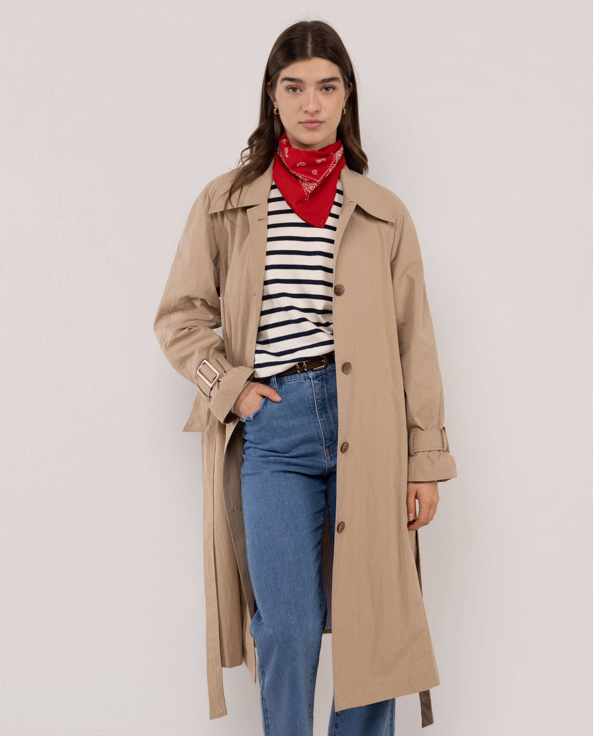 Imagen 0 de Gabardina lisa de mujer ava Beige