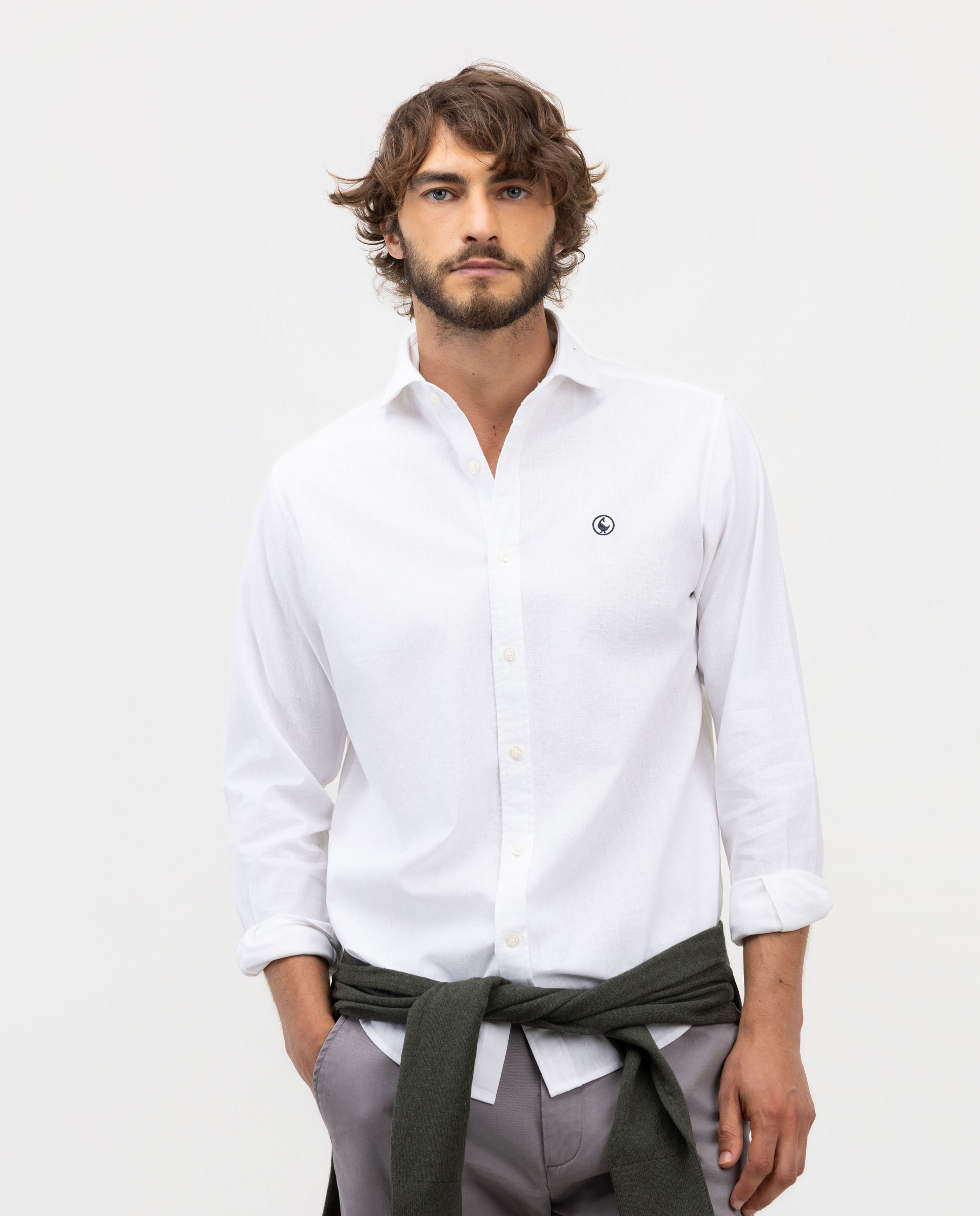 Camisa de hombre de lino y algodón - El Ganso - Blanco Blanco-1