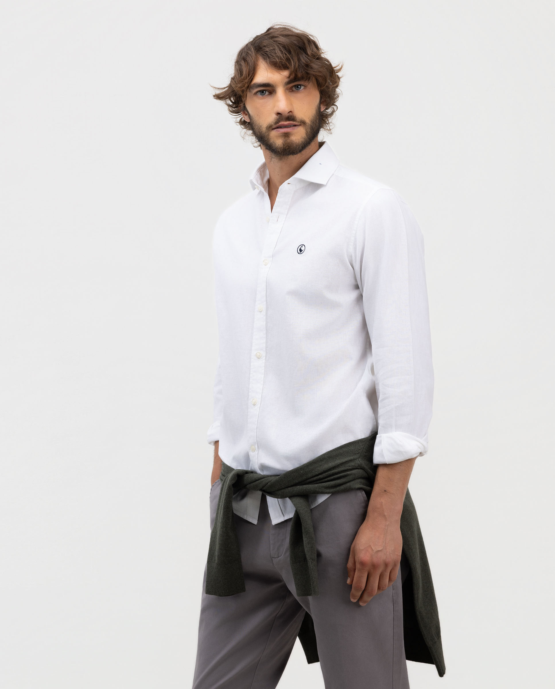 Camisa de hombre de lino y algodón - El Ganso - Blanco Blanco-3