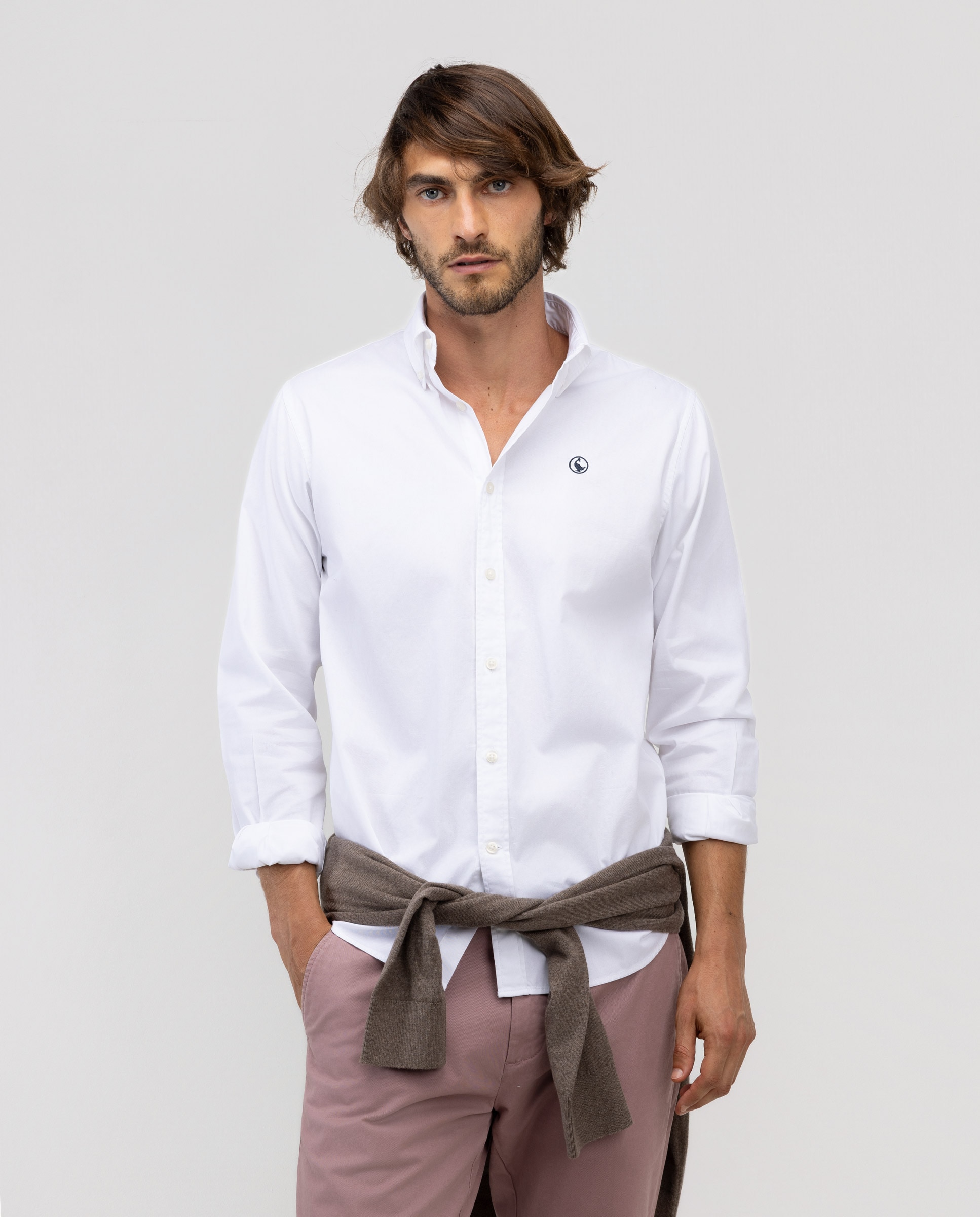 Camisa de hombre garment dyed lisa - El Ganso - Blanco Blanco-1