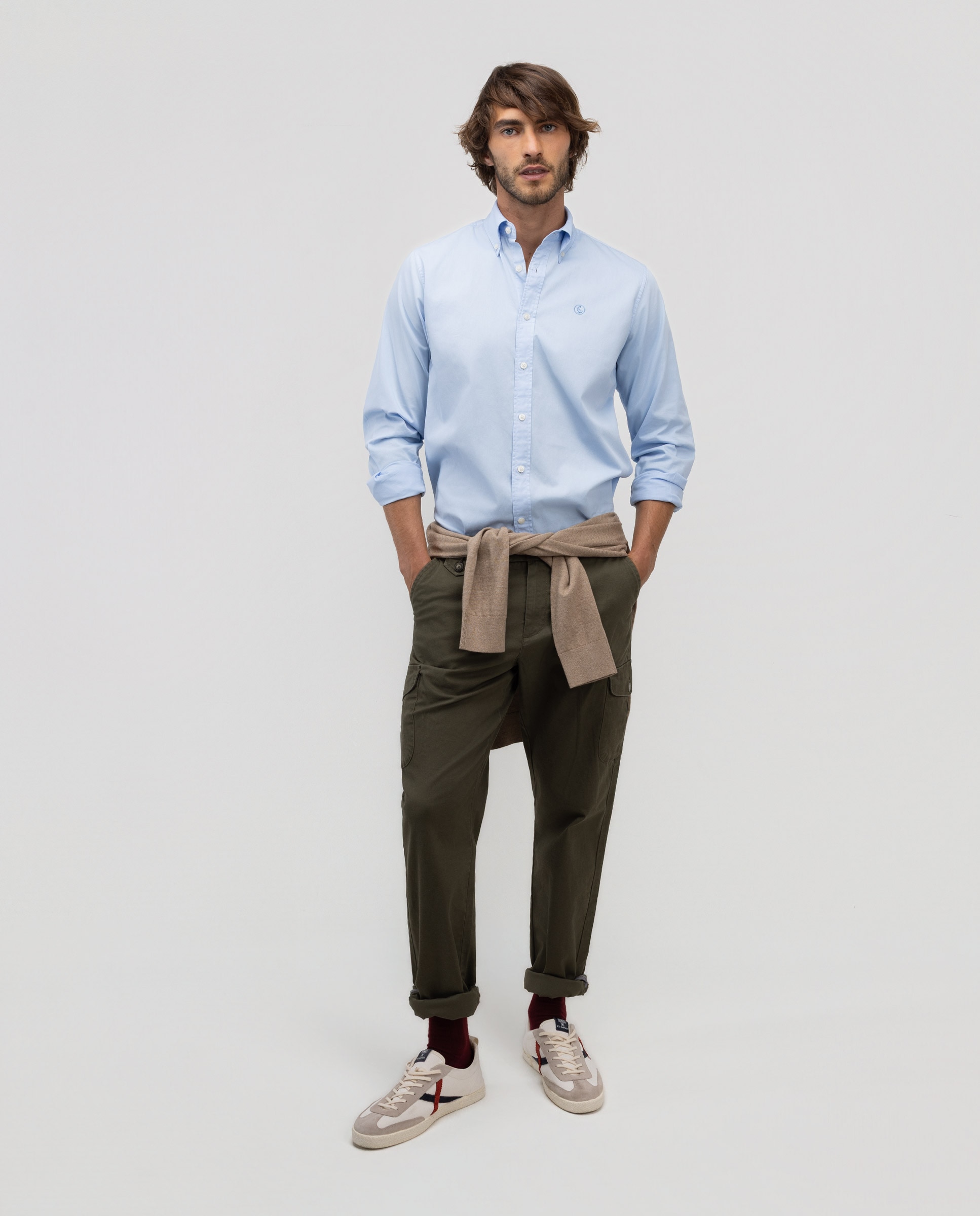 Camisa de hombre garment dyed lisa - El Ganso - Azul celeste Azul celeste-2