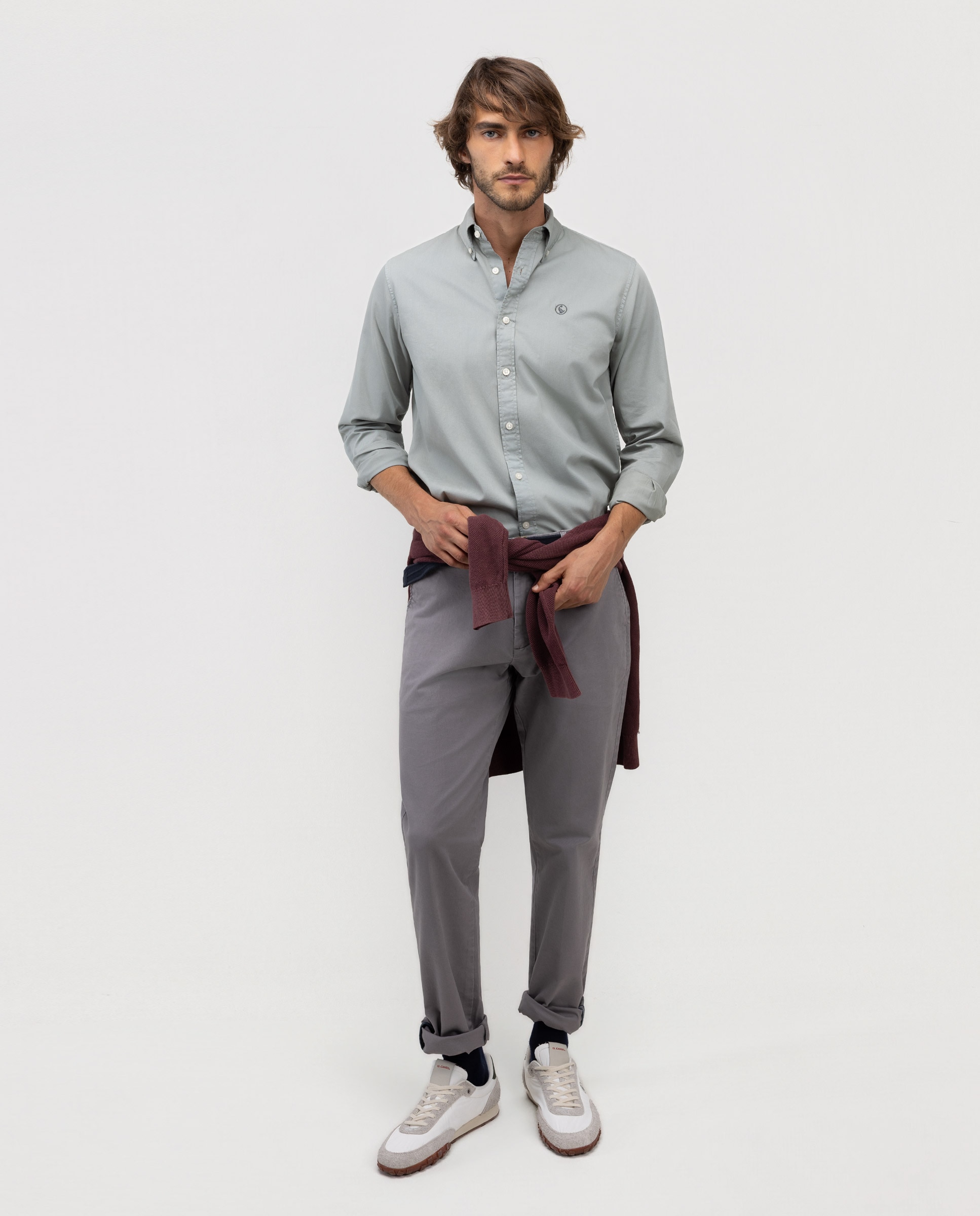 Camisa de hombre garment dyed lisa - El Ganso - Verde claro Verde claro-2