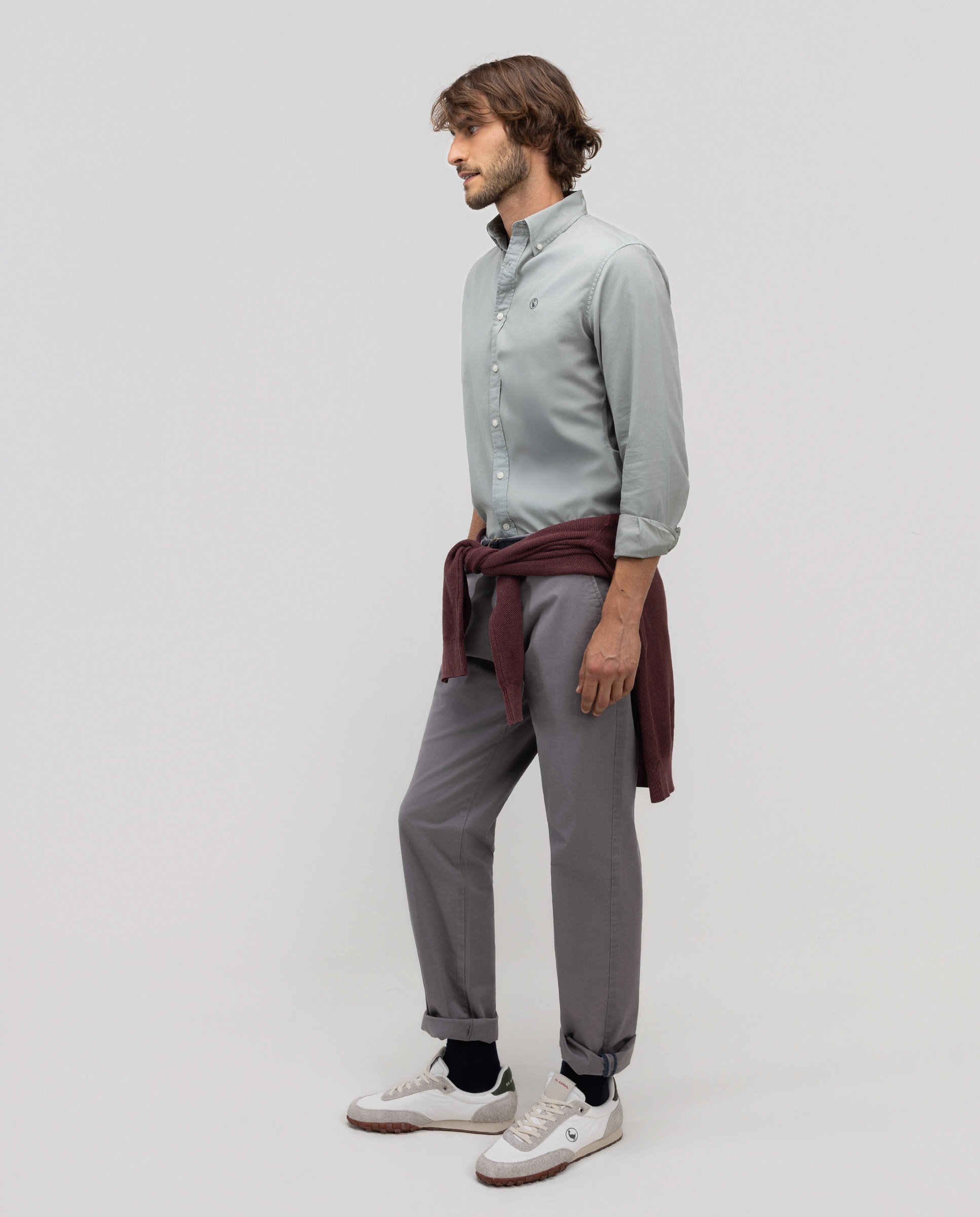 Camisa de hombre garment dyed lisa - El Ganso - Verde claro Verde claro-3