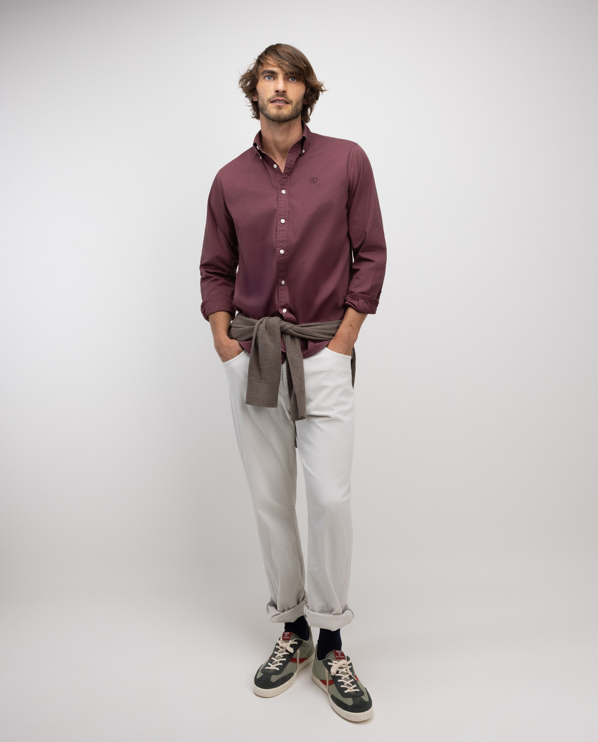Camisa de hombre garment dyed lisa - El Ganso - Rojo Rojo-2