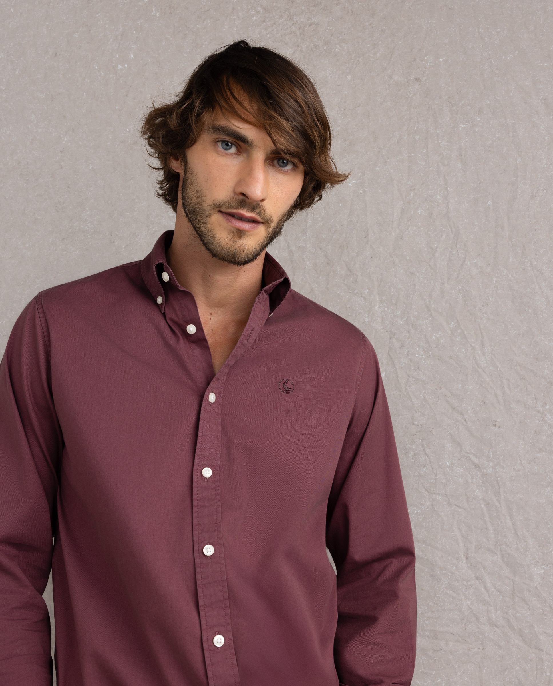 Camisa de hombre garment dyed lisa - El Ganso - Rojo Rojo-3