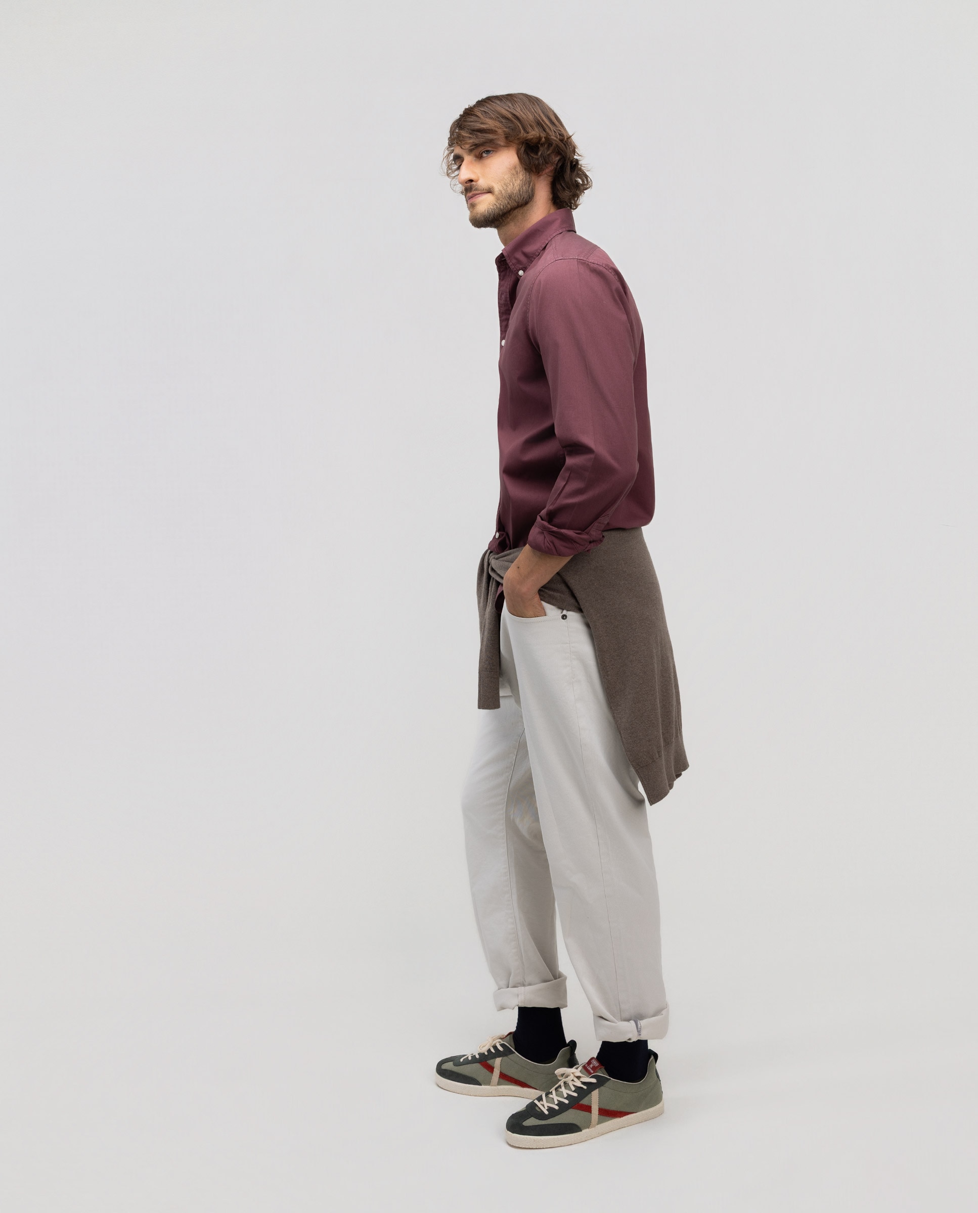 Camisa de hombre garment dyed lisa - El Ganso - Rojo Rojo-4