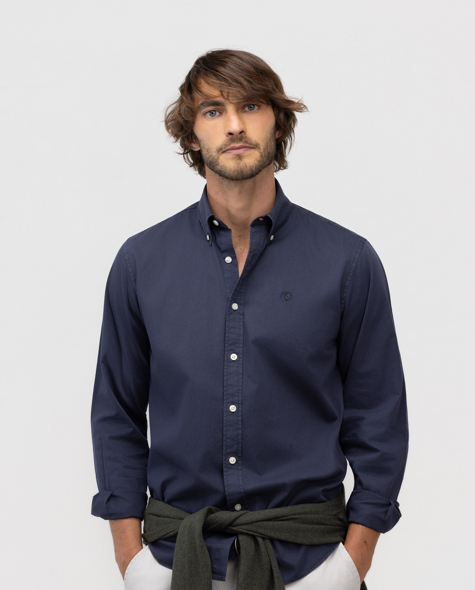 Camisa de hombre garment dyed lisa - El Ganso - Azul marino Azul marino-1