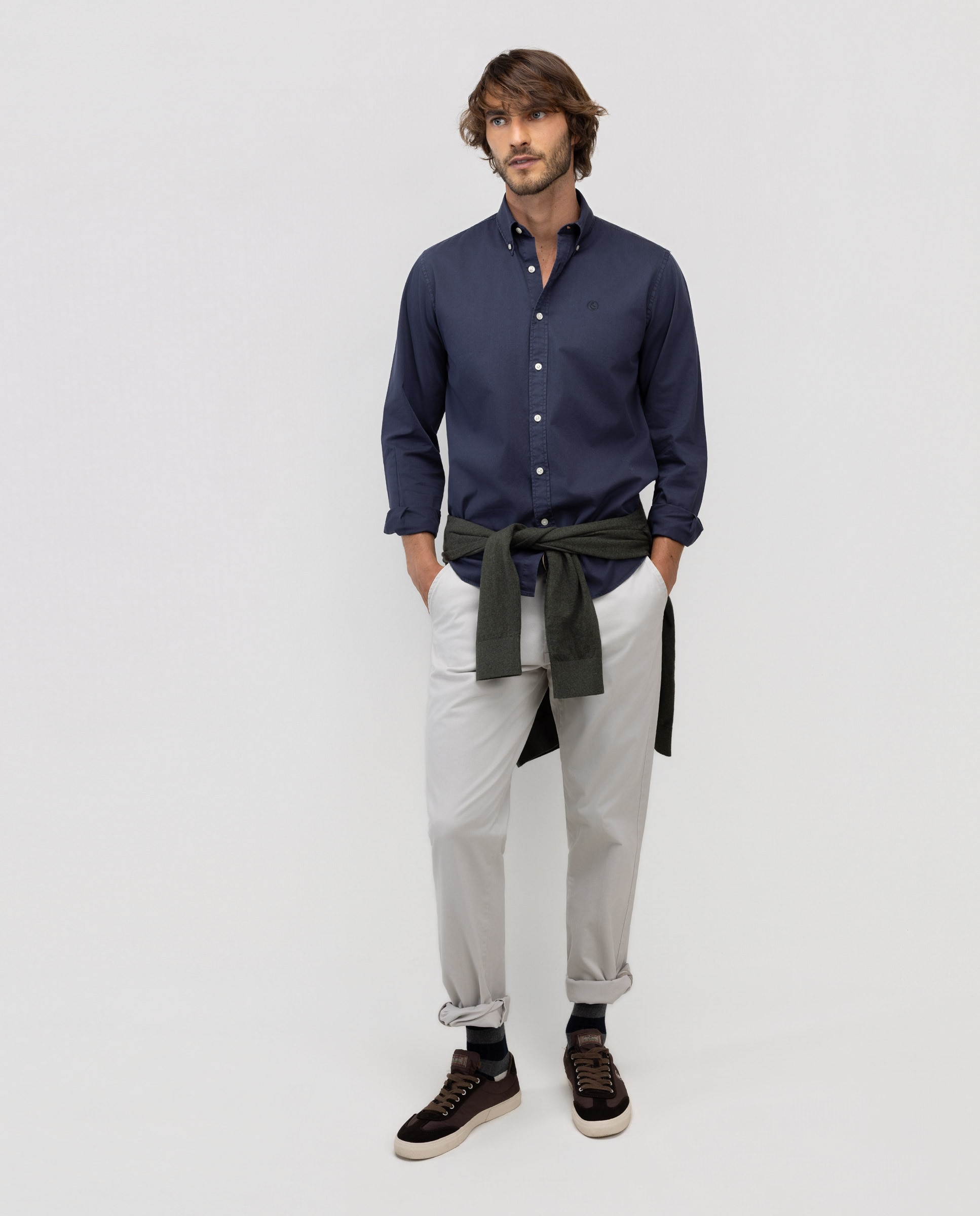 Camisa de hombre garment dyed lisa - El Ganso - Azul marino Azul marino-2