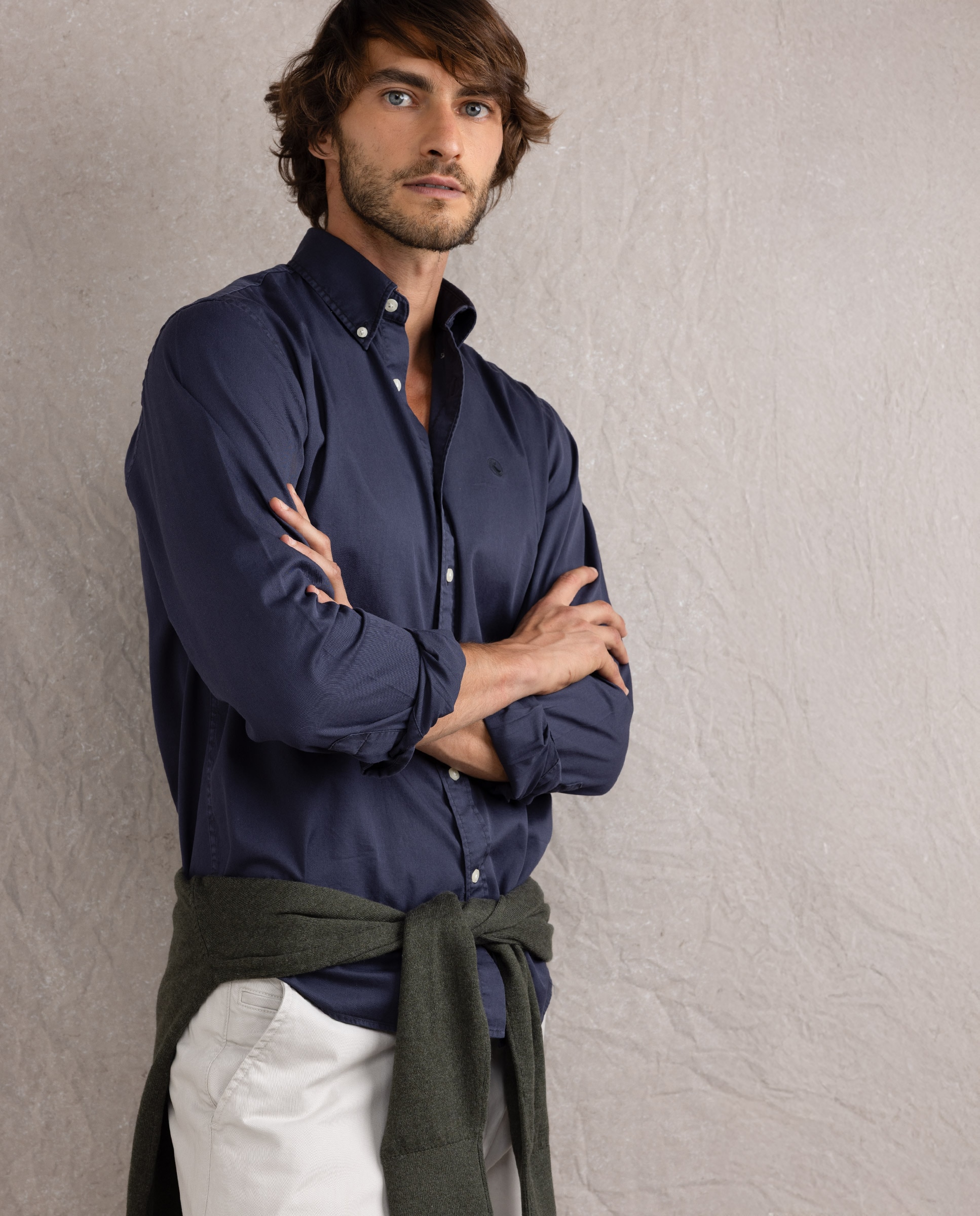 Camisa de hombre garment dyed lisa - El Ganso - Azul marino Azul marino-3