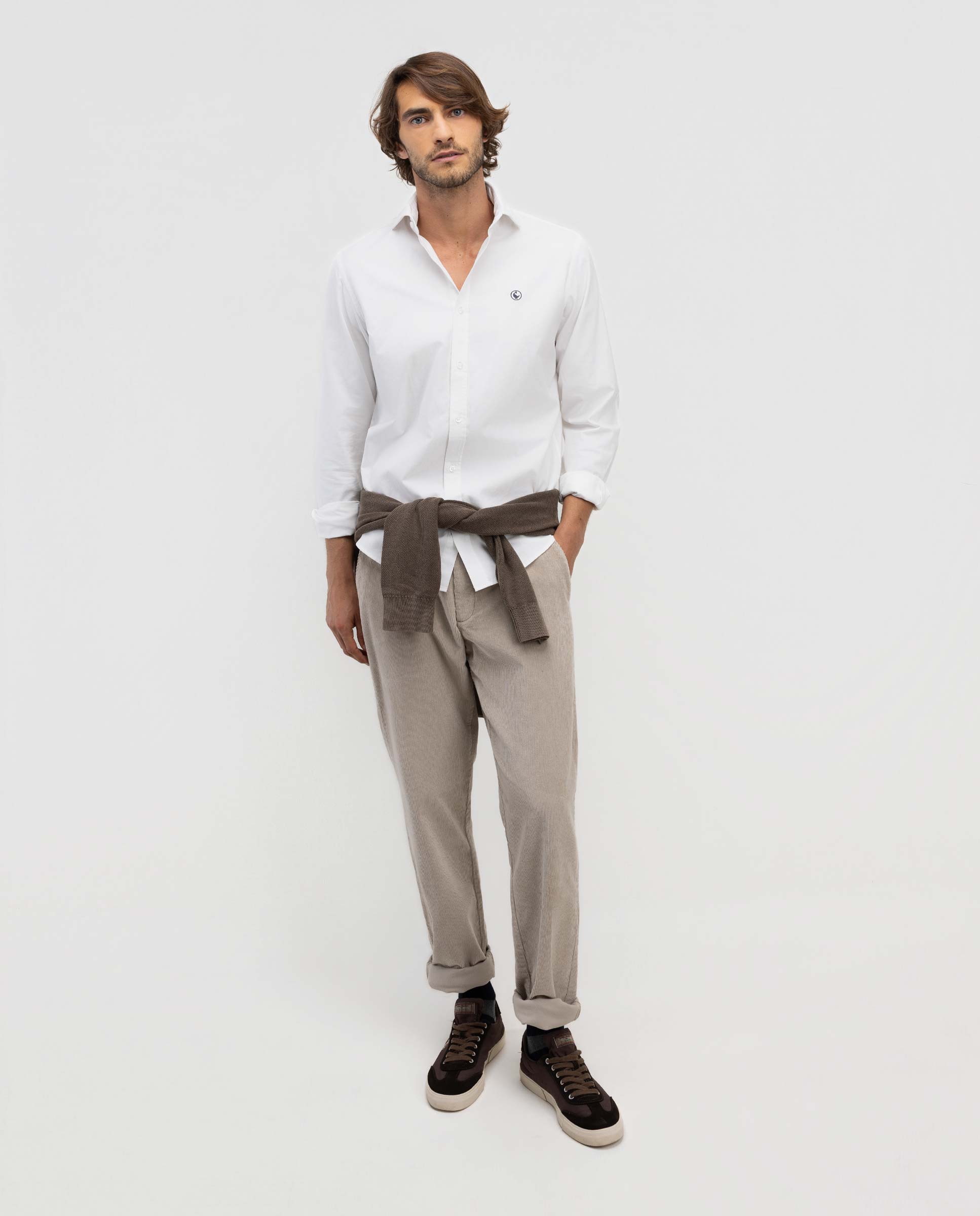 Imagen 2 de Camisa de hombre viyela cuello italiano - El Ganso - Blanco Blanco
