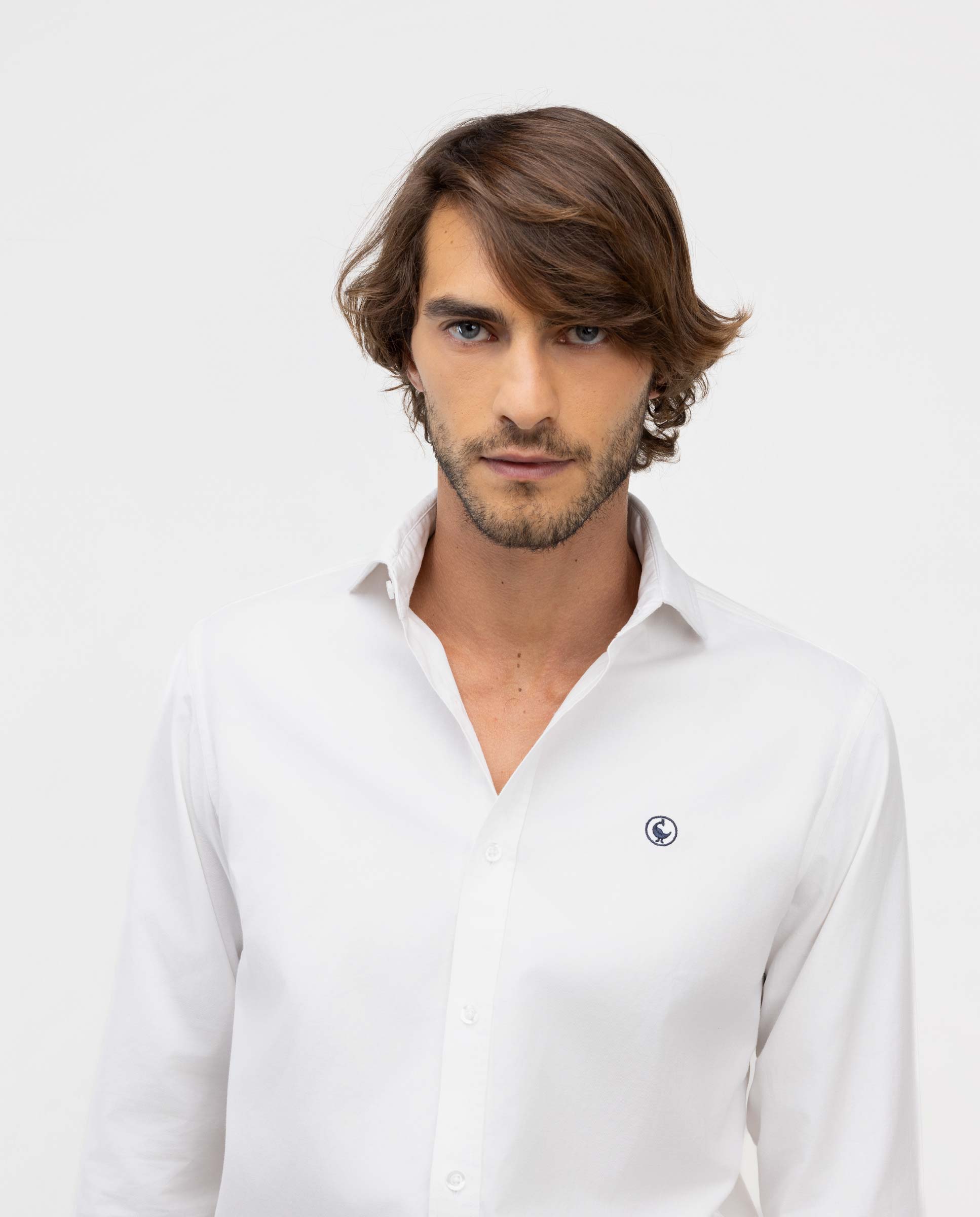 Imagen 3 de Camisa de hombre viyela cuello italiano - El Ganso - Blanco Blanco