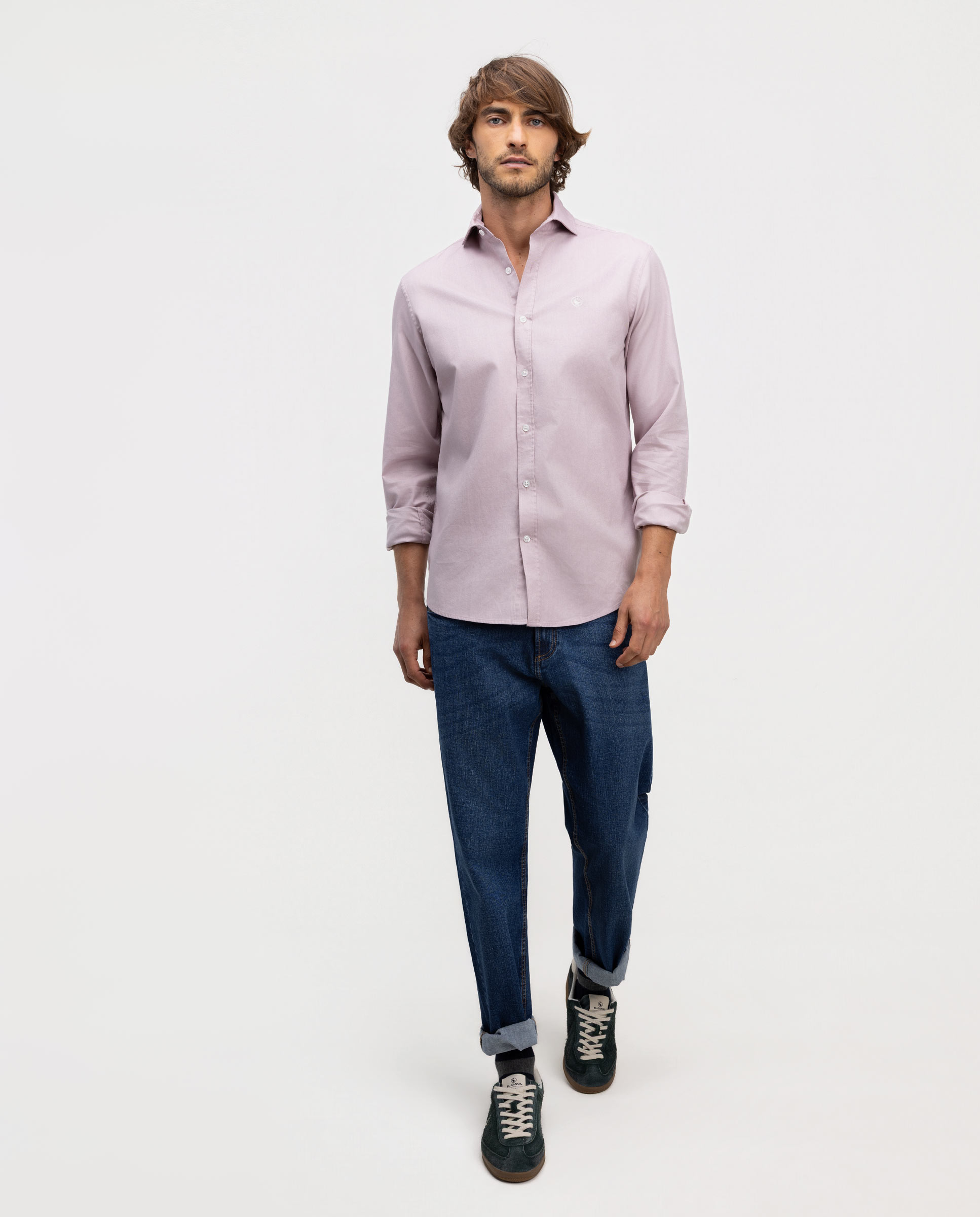 Imagen 2 de Camisa de hombre viyela cuello italiano - El Ganso - Rosa Rosa