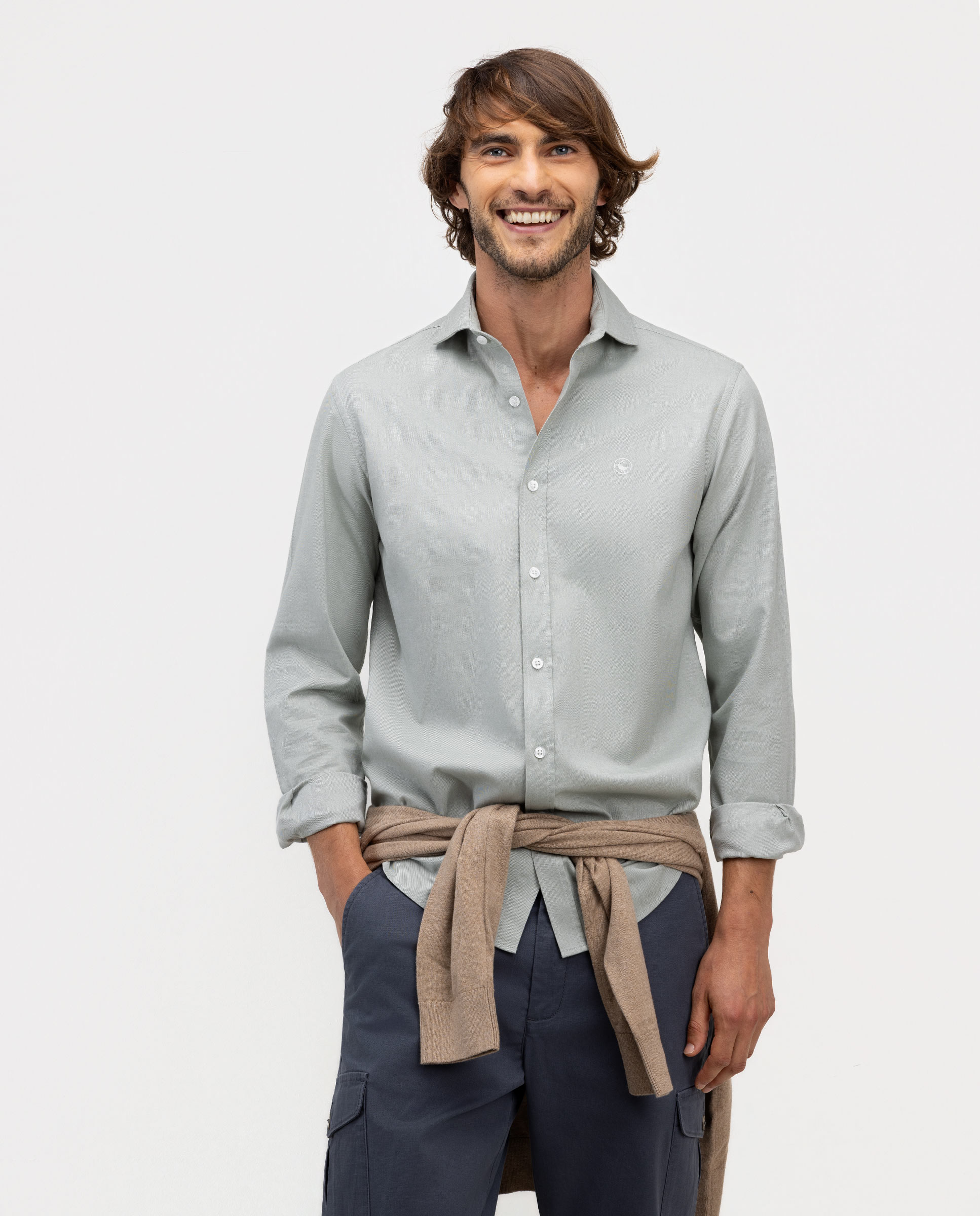 Imagen 1 de Camisa de hombre viyela cuello italiano - El Ganso - Verde Verde
