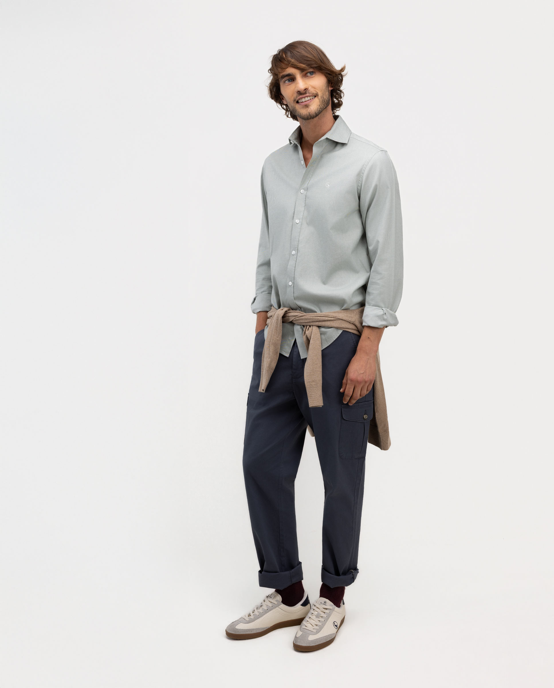Imagen 3 de Camisa de hombre viyela cuello italiano - El Ganso - Verde Verde