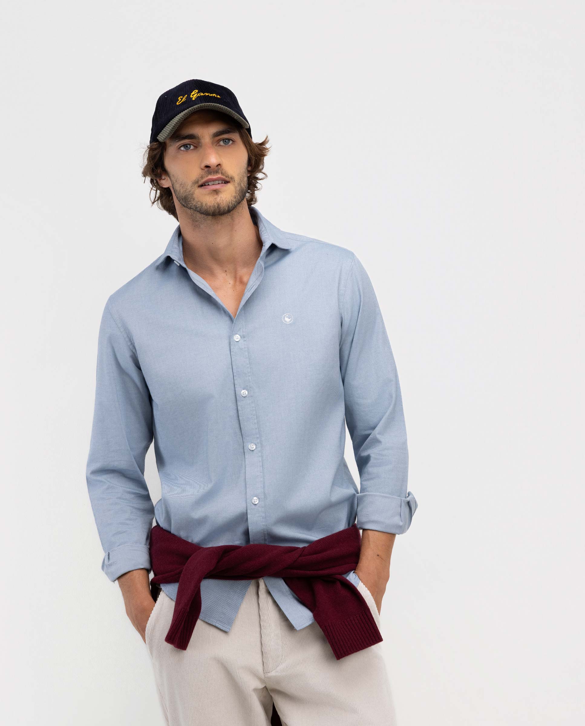 Imagen 1 de Camisa de hombre viyela cuello italiano - El Ganso - Azul celeste Azul celeste