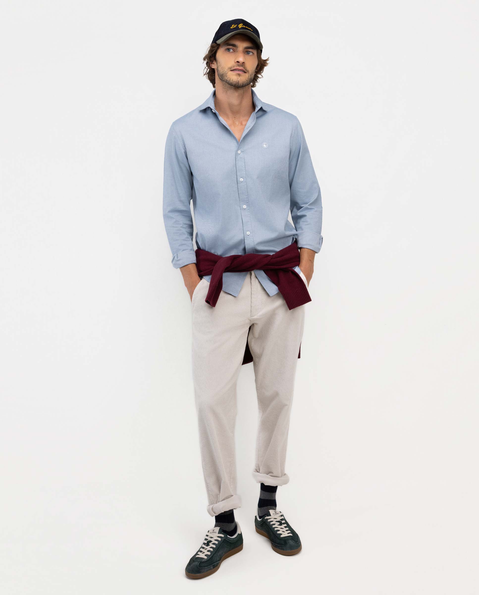 Imagen 2 de Camisa de hombre viyela cuello italiano - El Ganso - Azul celeste Azul celeste