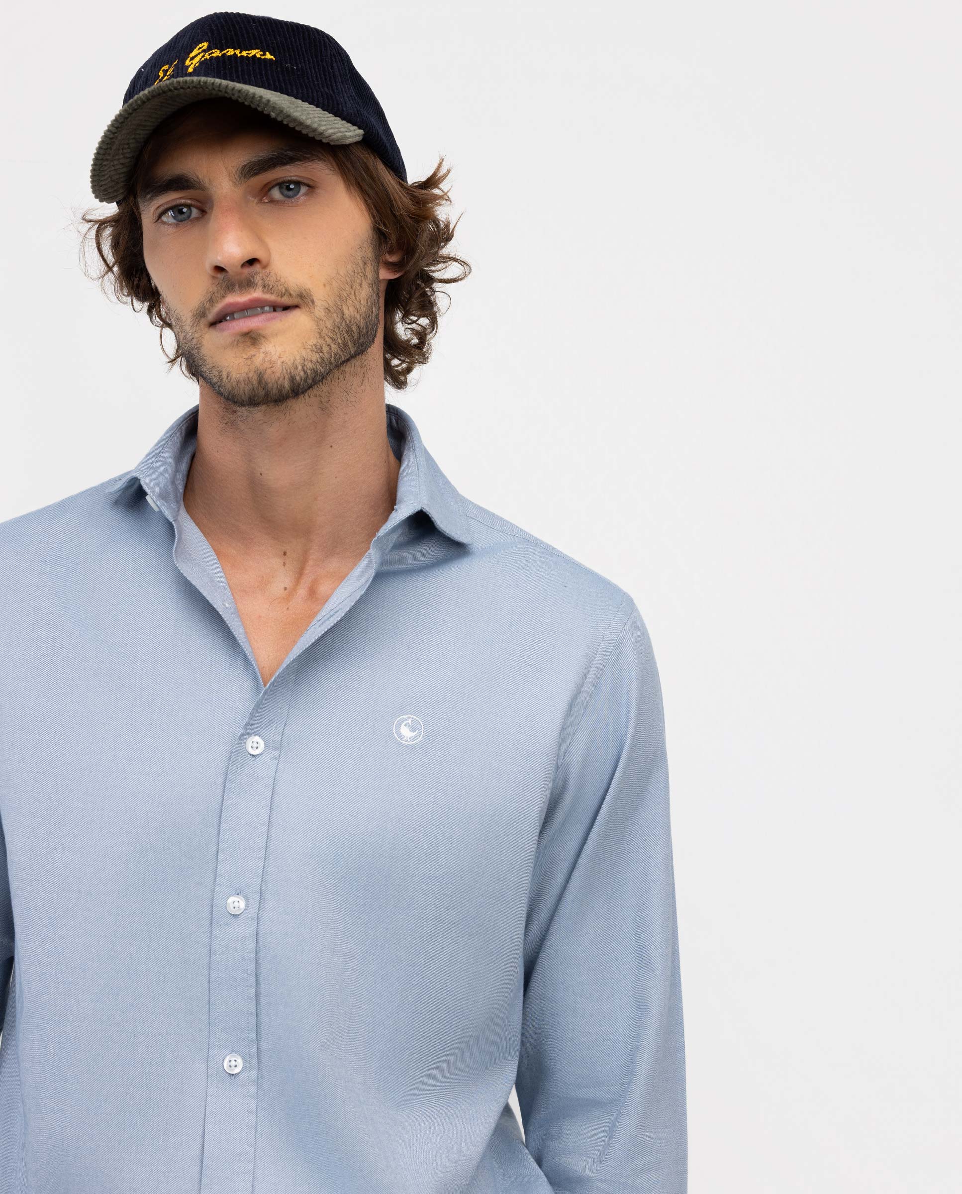 Imagen 3 de Camisa de hombre viyela cuello italiano - El Ganso - Azul celeste Azul celeste