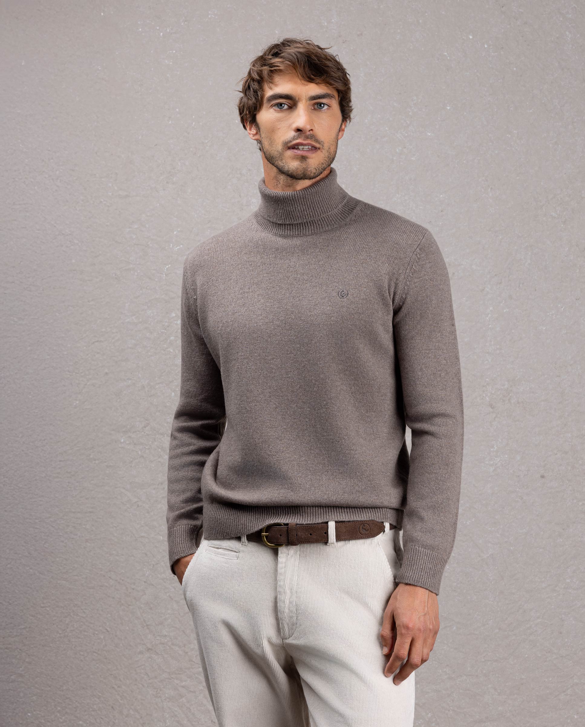 Imagen 1 de Jersey de hombre merino cuello cisne Topo