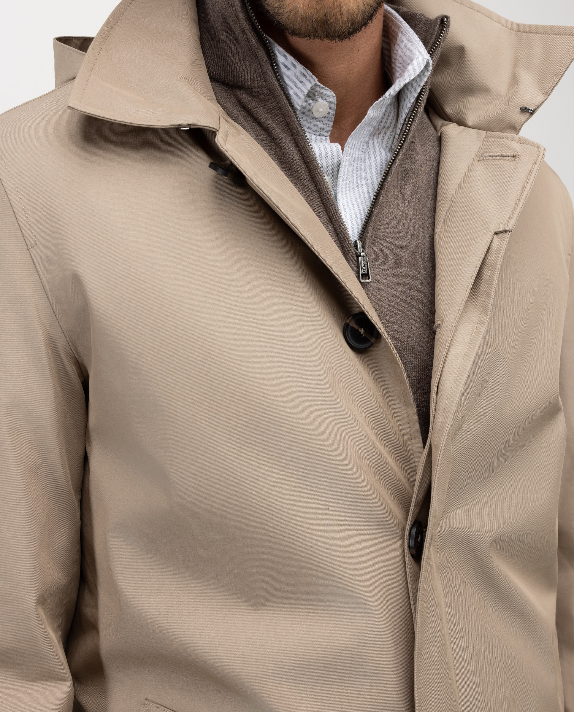 Imagen 4 de Gabardina de hombre acolchada cuadro harris - El Ganso - Beige Beige