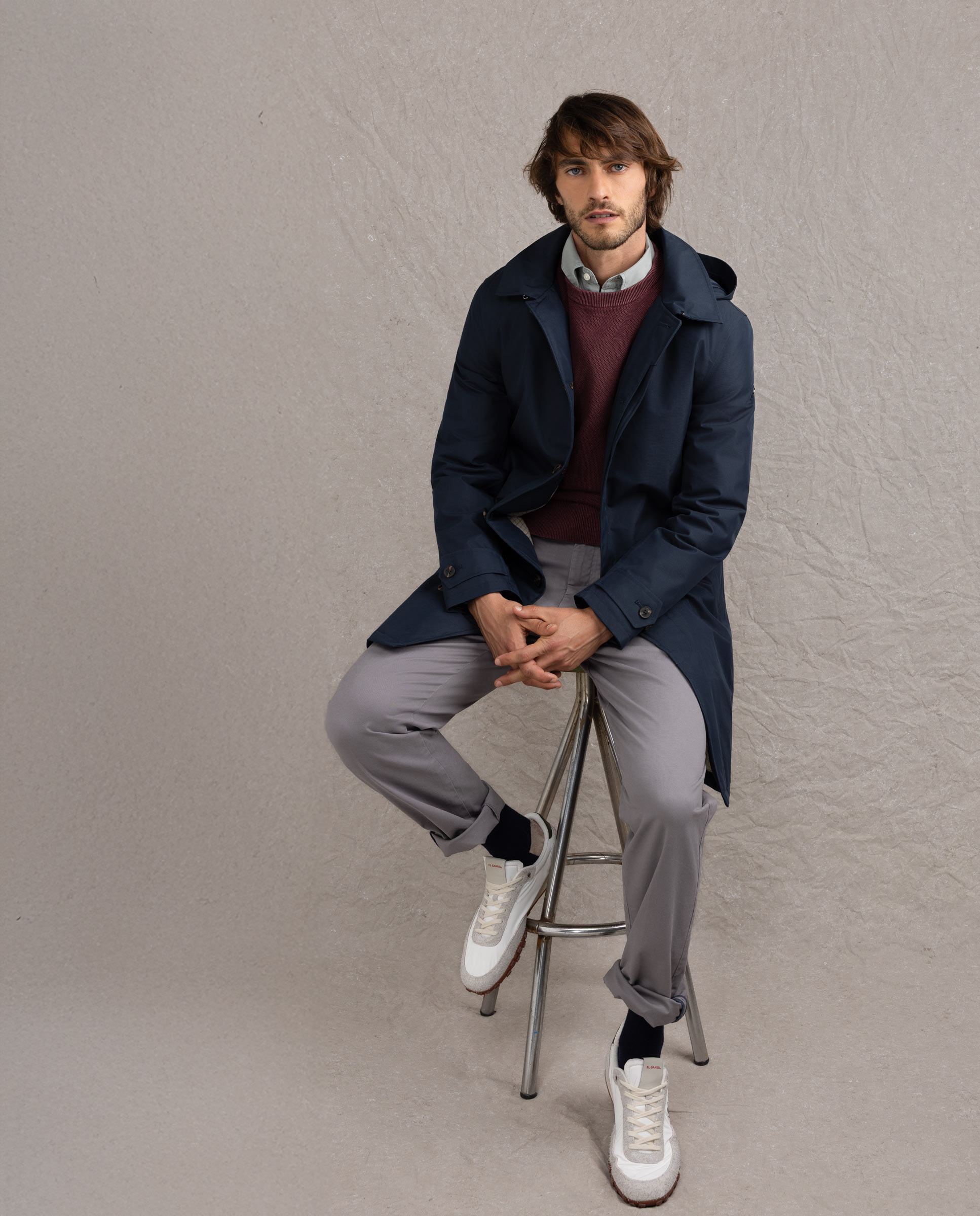 Imagen 2 de Gabardina de hombre acolchada cuadro harris - El Ganso - Azul marino Azul marino
