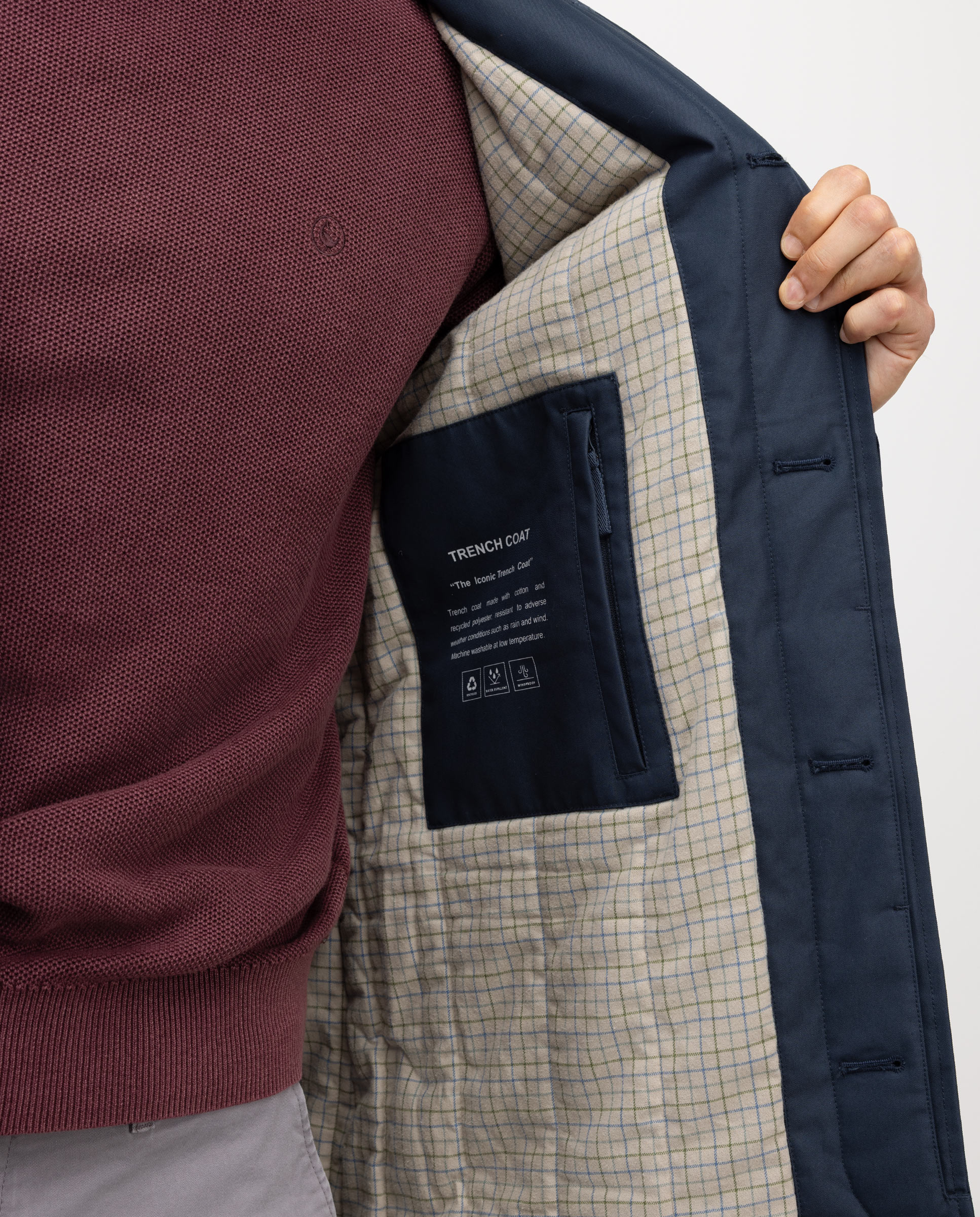 Imagen 3 de Gabardina de hombre acolchada cuadro harris - El Ganso - Azul marino Azul marino