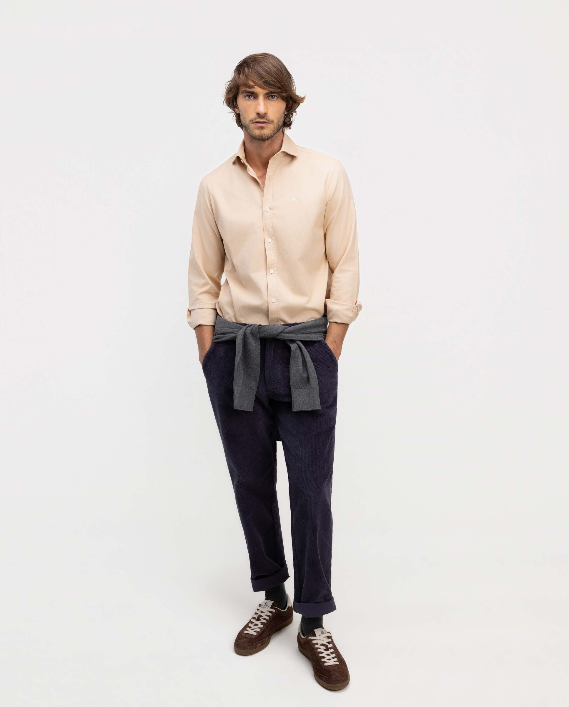 Imagen 2 de Camisa de hombre viyela cuello italiano - El Ganso - Naranja Naranja
