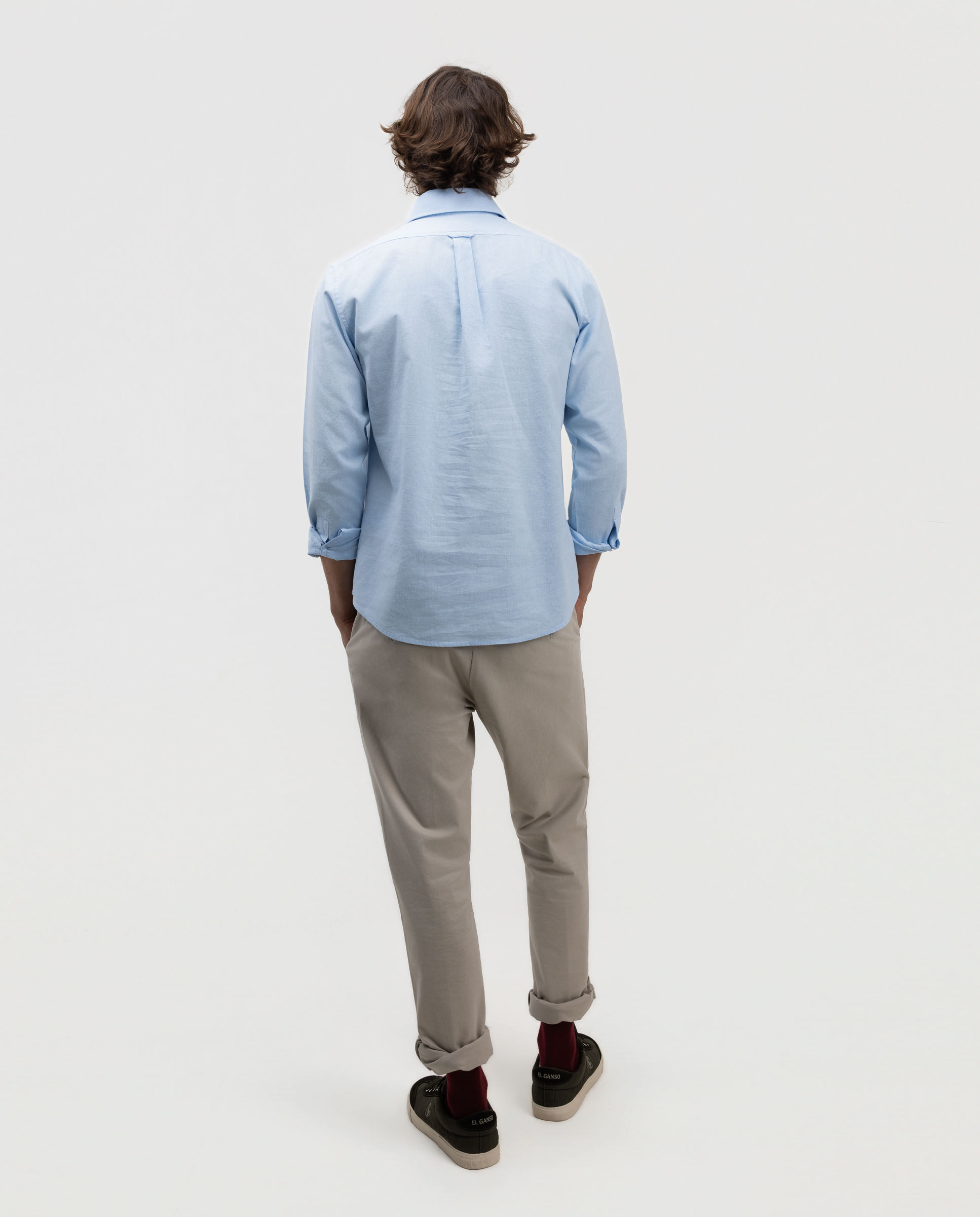Camisa de hombre polera de algodón y lino - El Ganso - Azul celeste Azul celeste-4