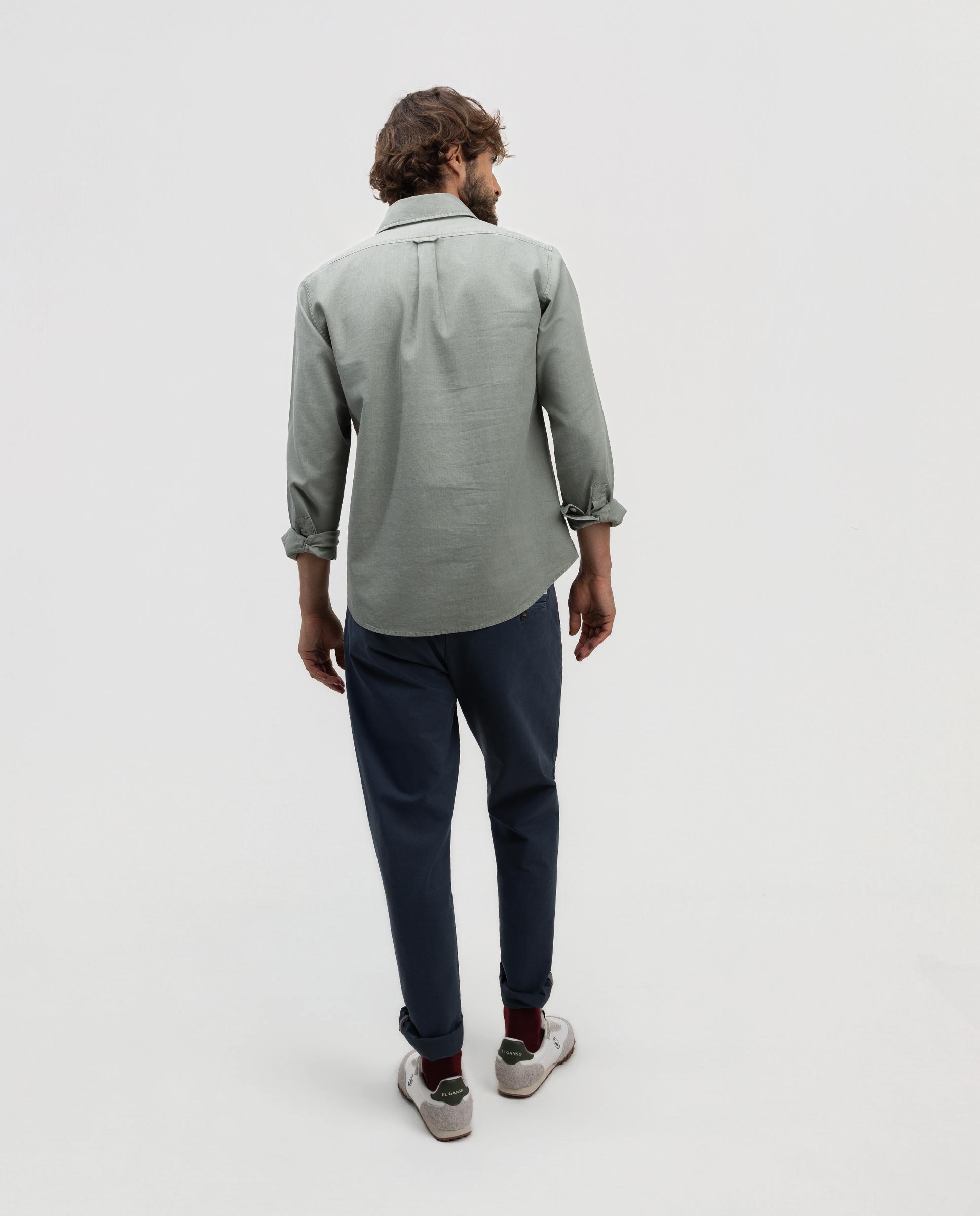 Camisa de hombre polera de algodón y lino - El Ganso - Verde Verde-4