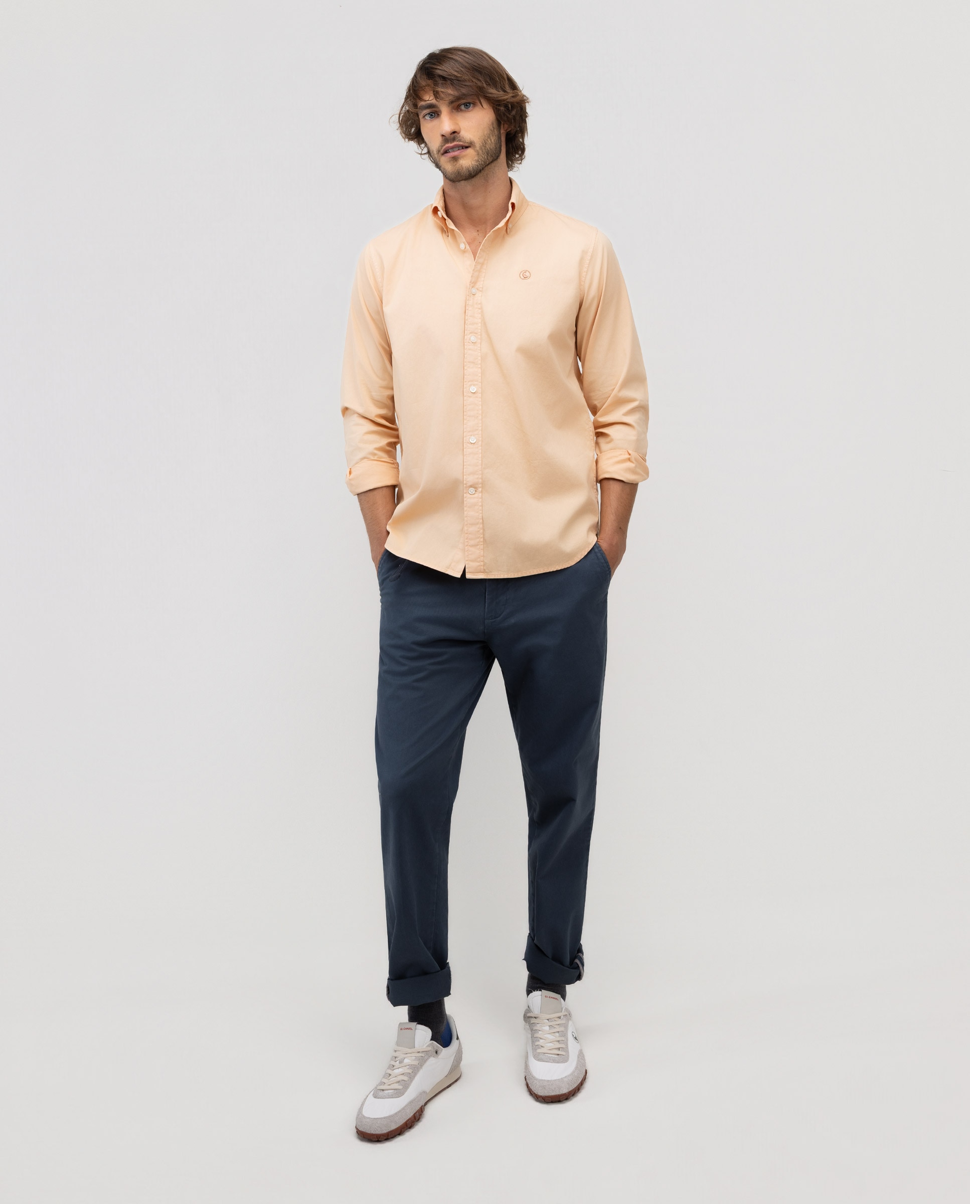 Camisa de hombre garment dyed lisa - El Ganso - Naranja Naranja-2