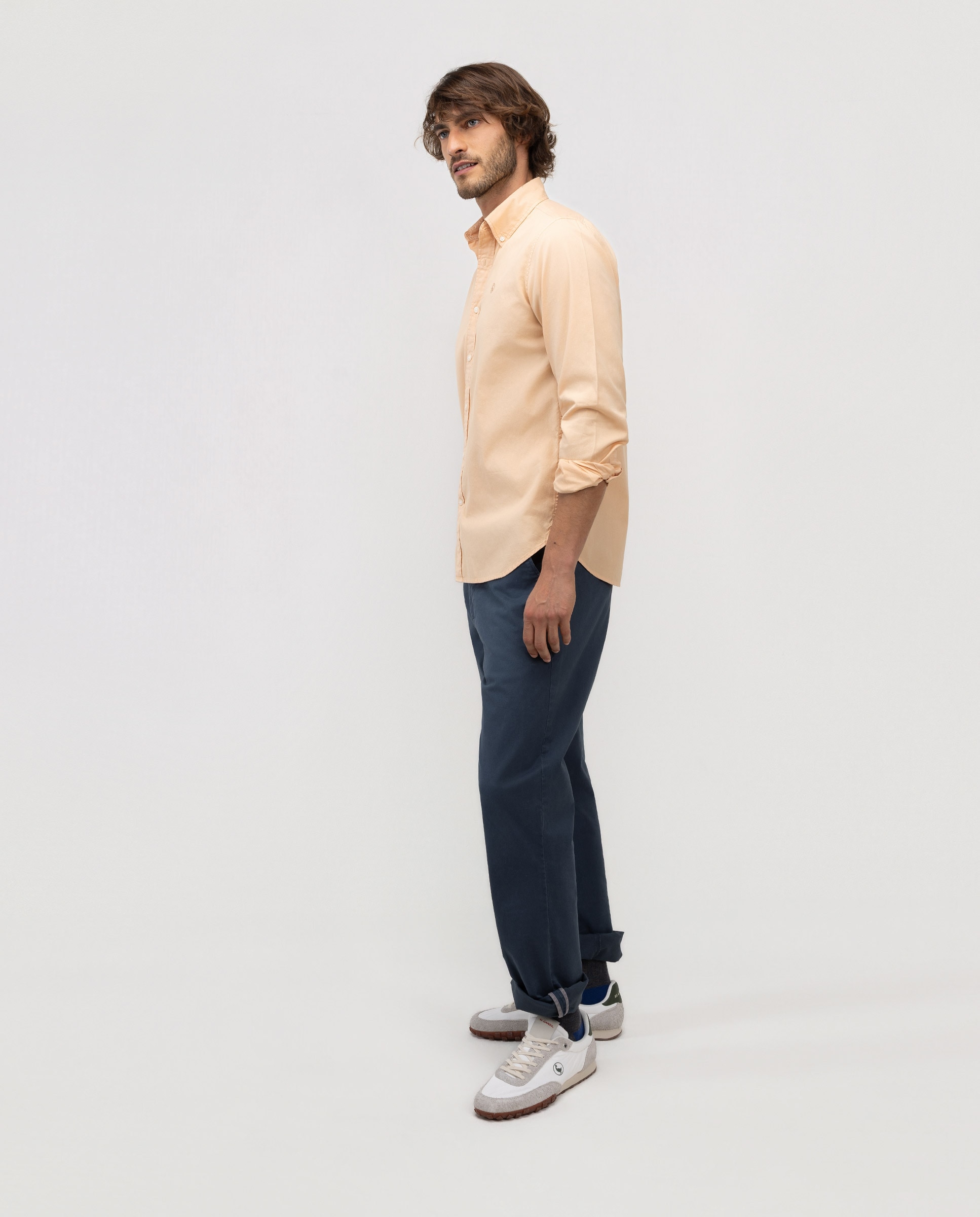Camisa de hombre garment dyed lisa - El Ganso - Naranja Naranja-3