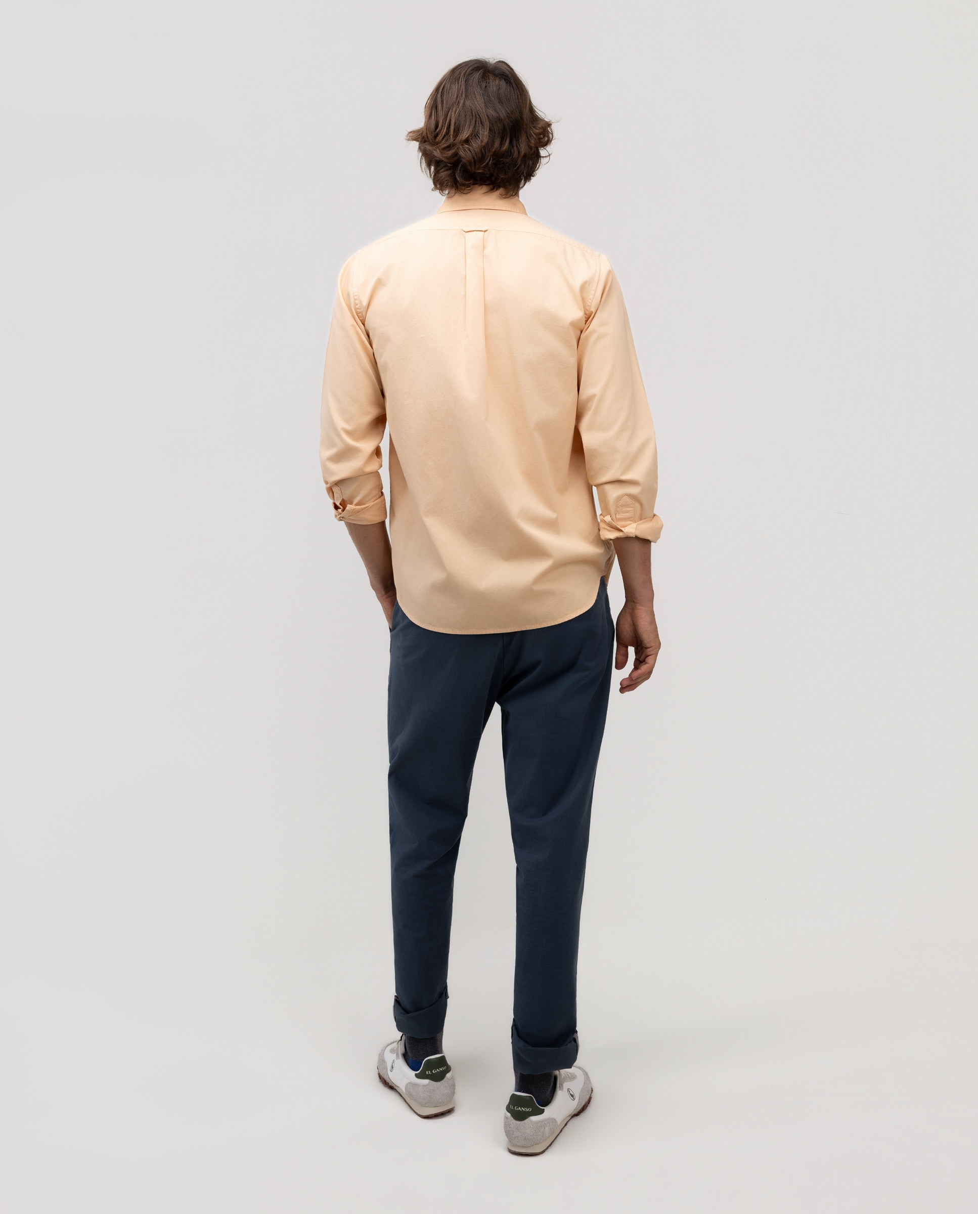Camisa de hombre garment dyed lisa - El Ganso - Naranja Naranja-4