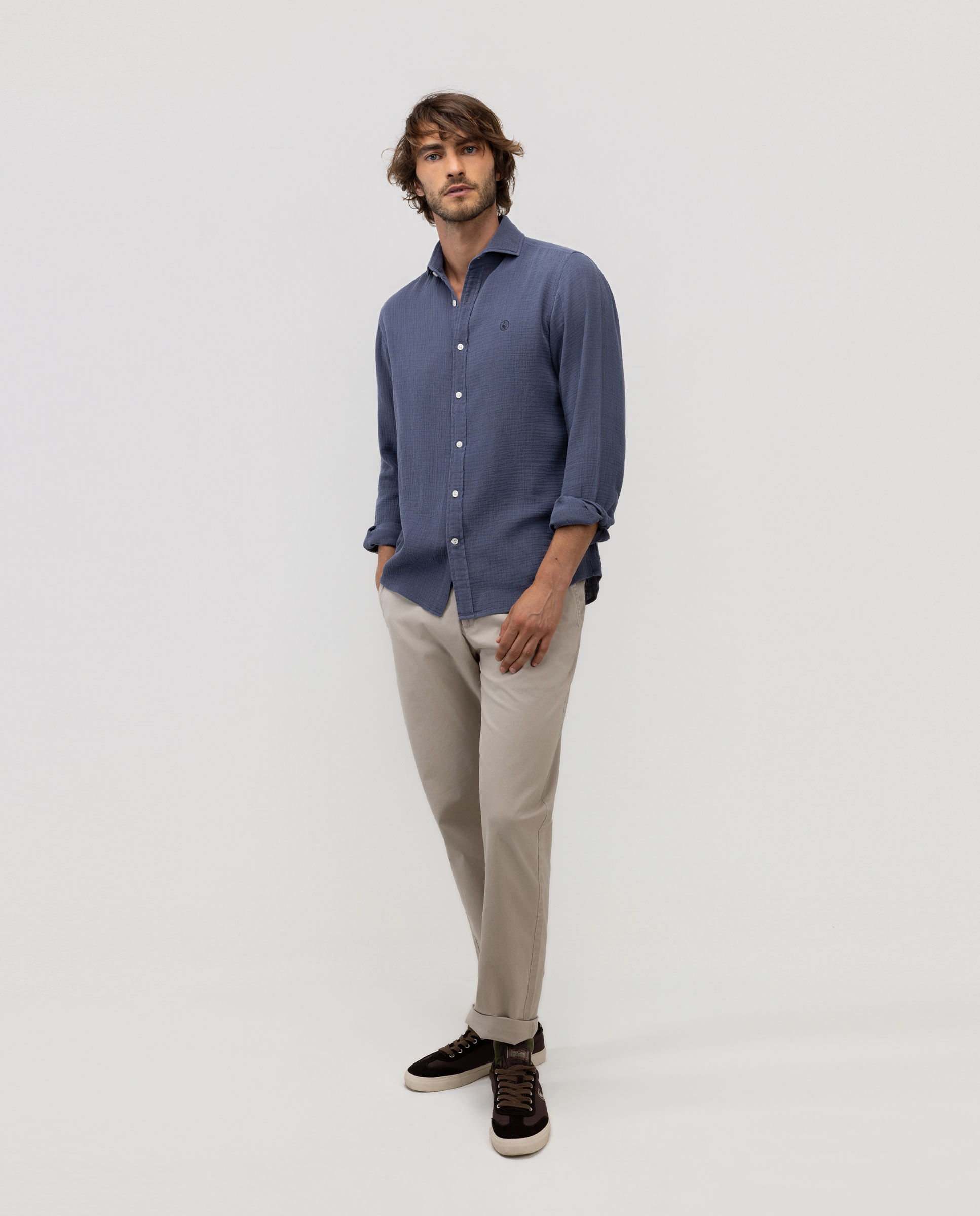 Camisa de hombre bambulla lisa - El Ganso - Azul Azul-1