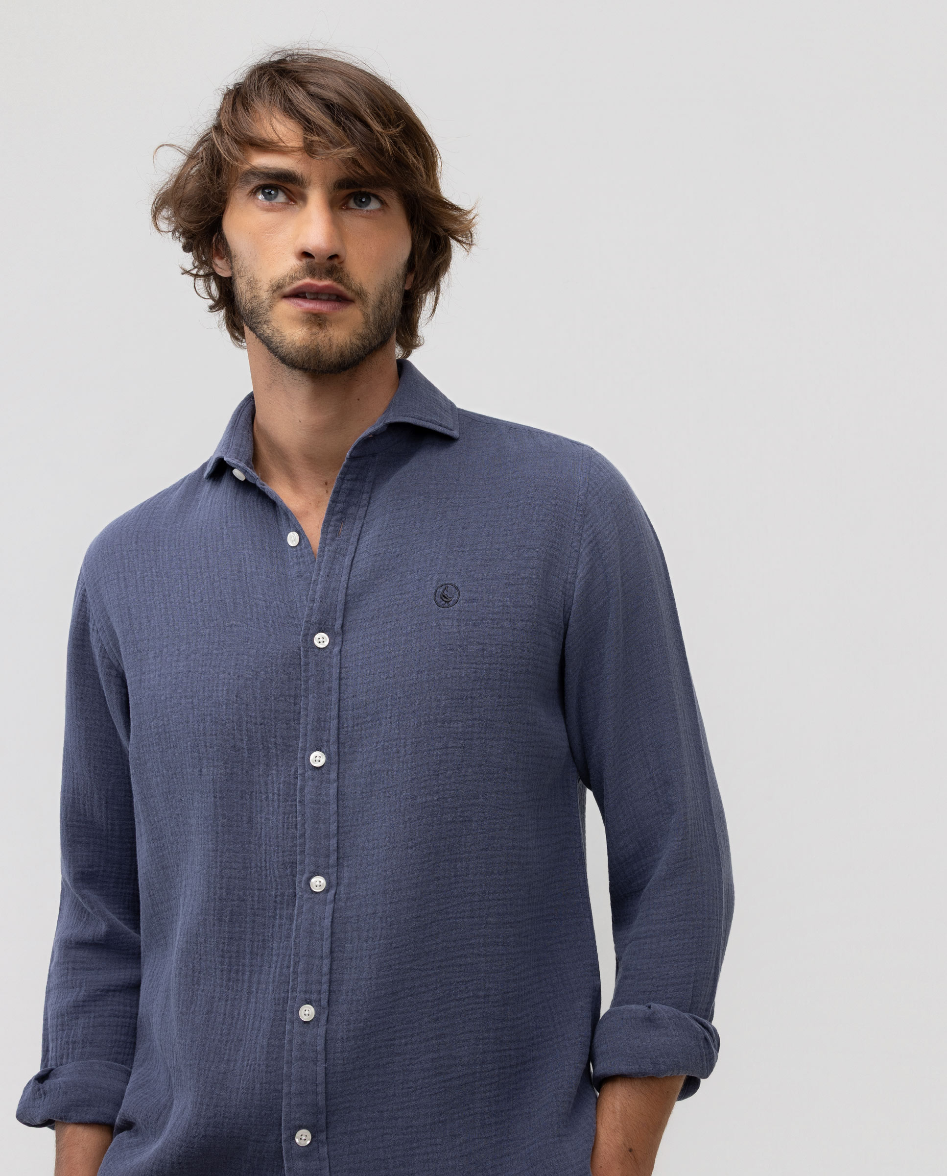 Camisa de hombre bambulla lisa - El Ganso - Azul Azul-3