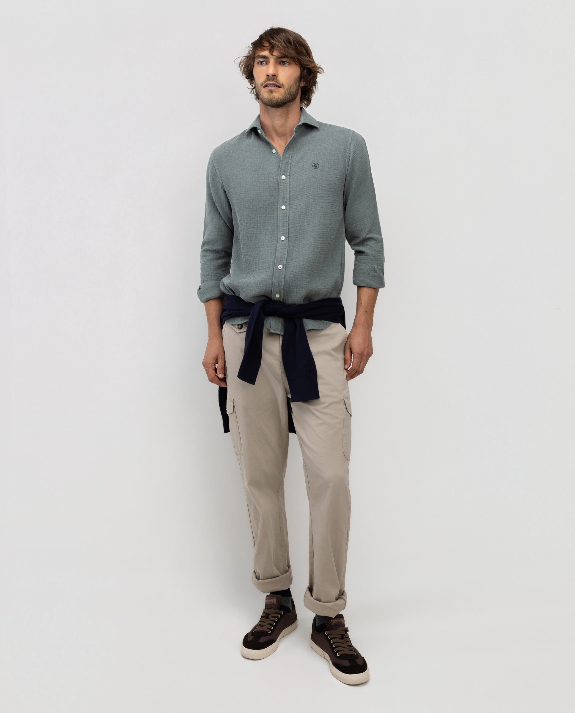 Camisa de hombre bambulla lisa - El Ganso - Verde Verde-1