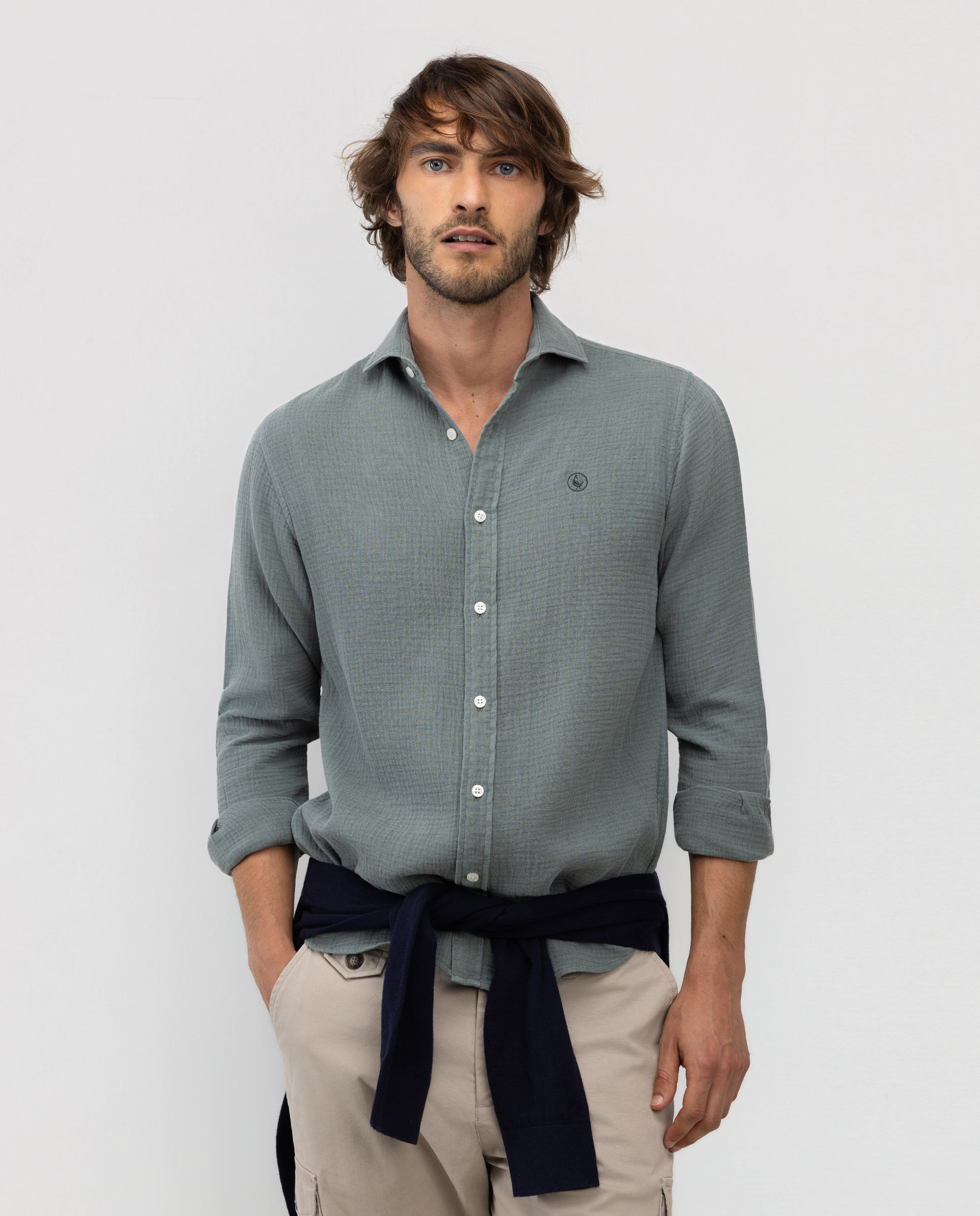 Camisa de hombre bambulla lisa - El Ganso - Verde Verde-2