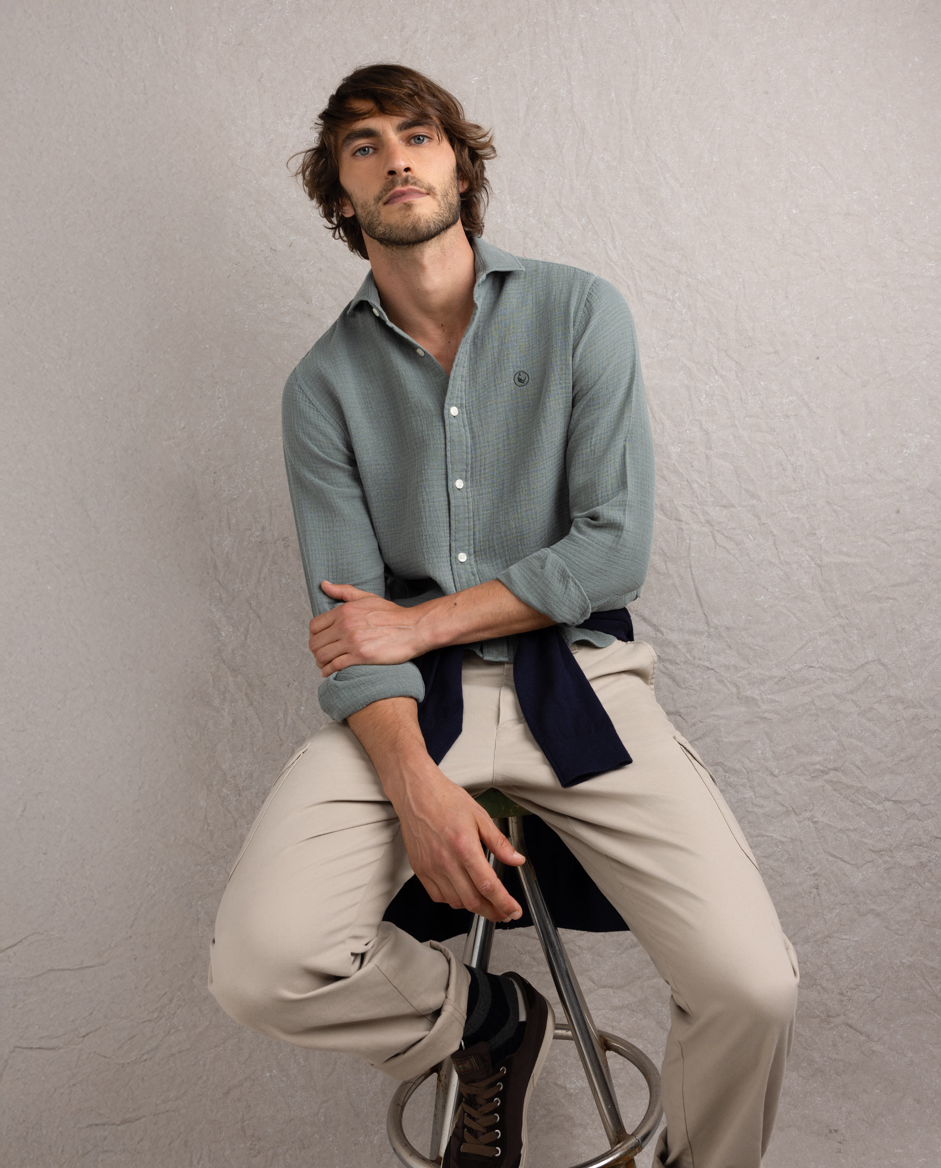 Camisa de hombre bambulla lisa - El Ganso - Verde Verde-3
