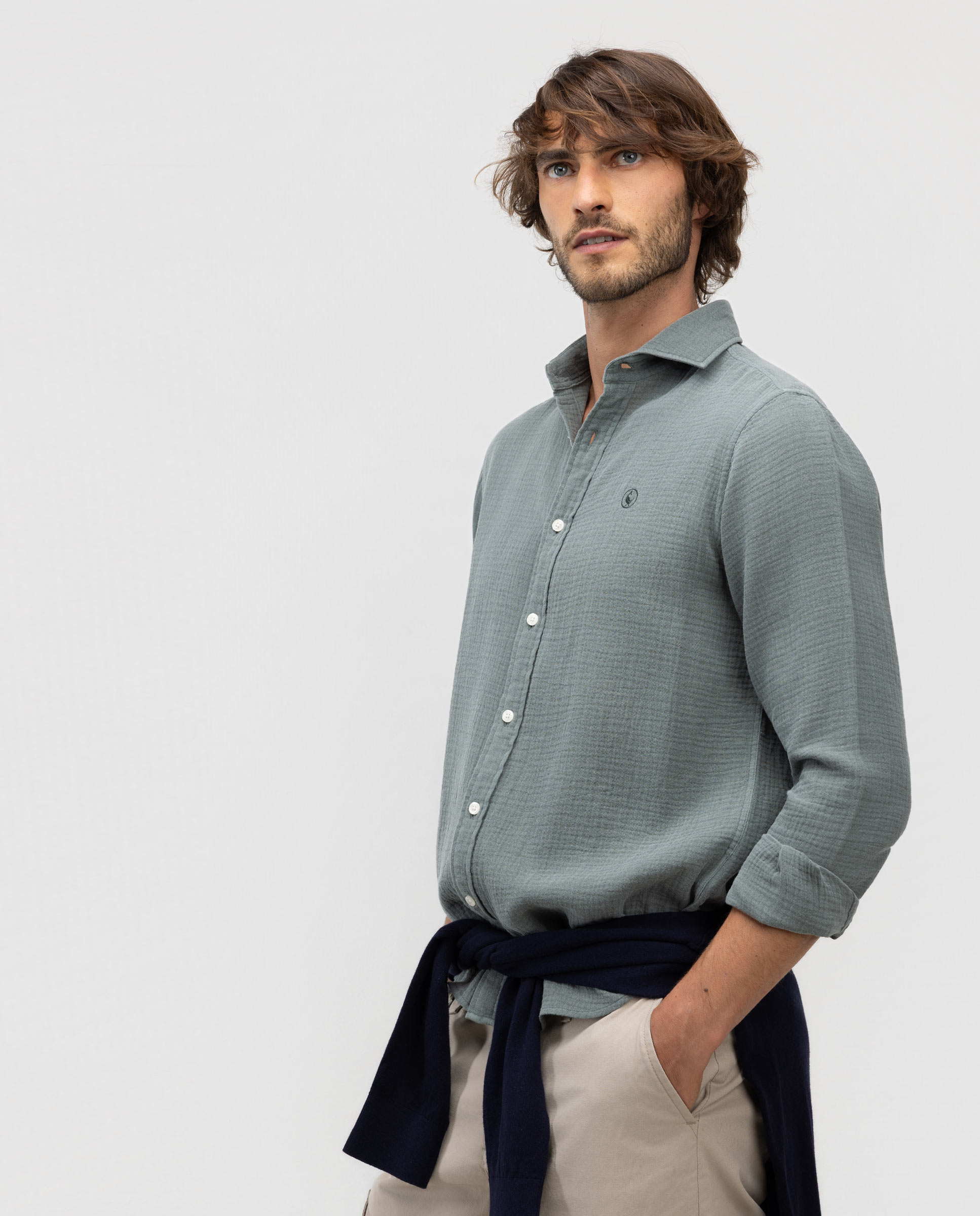 Camisa de hombre bambulla lisa - El Ganso - Verde Verde-4