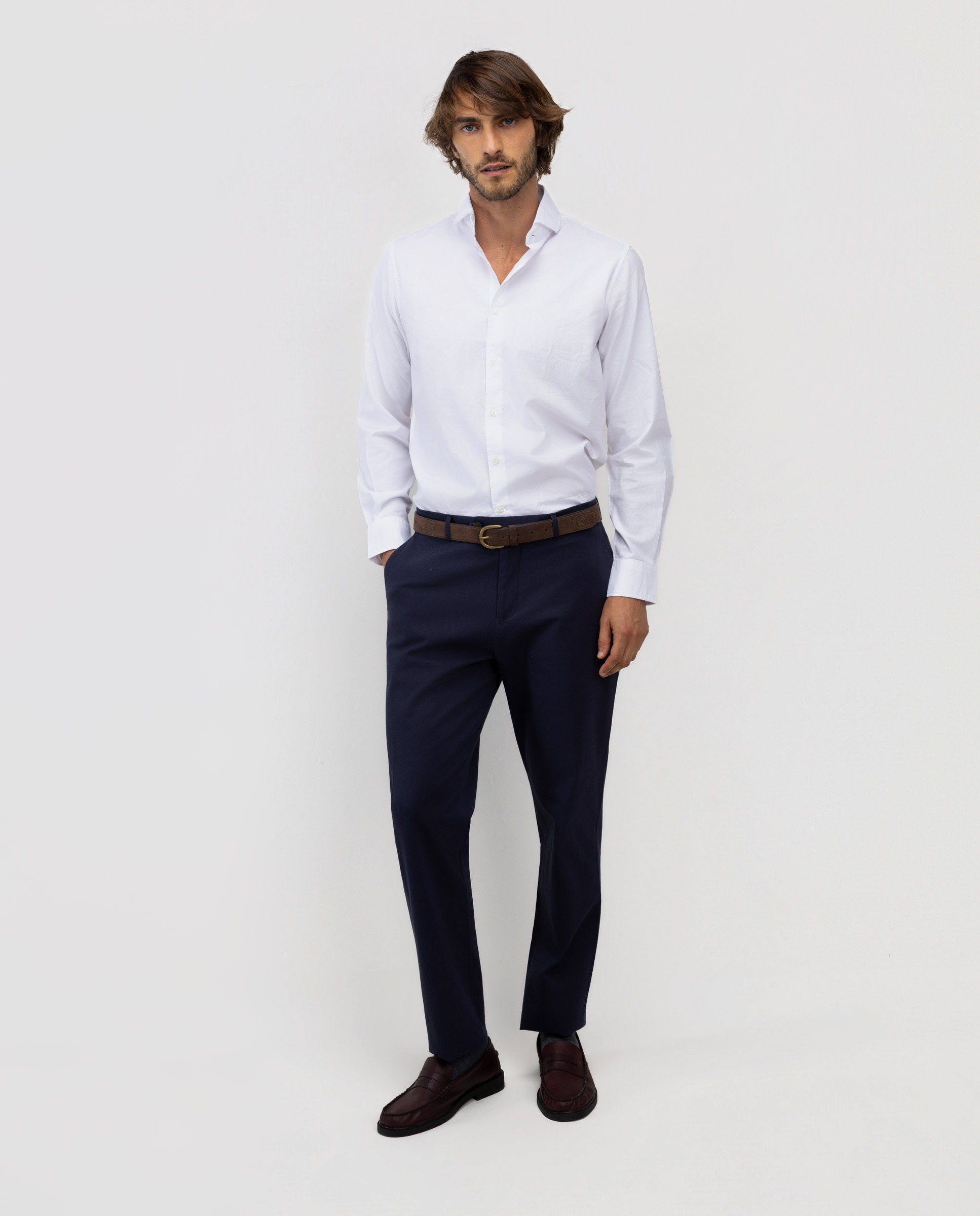 Camisa pin point celeste - El Ganso - Blanco Blanco-2