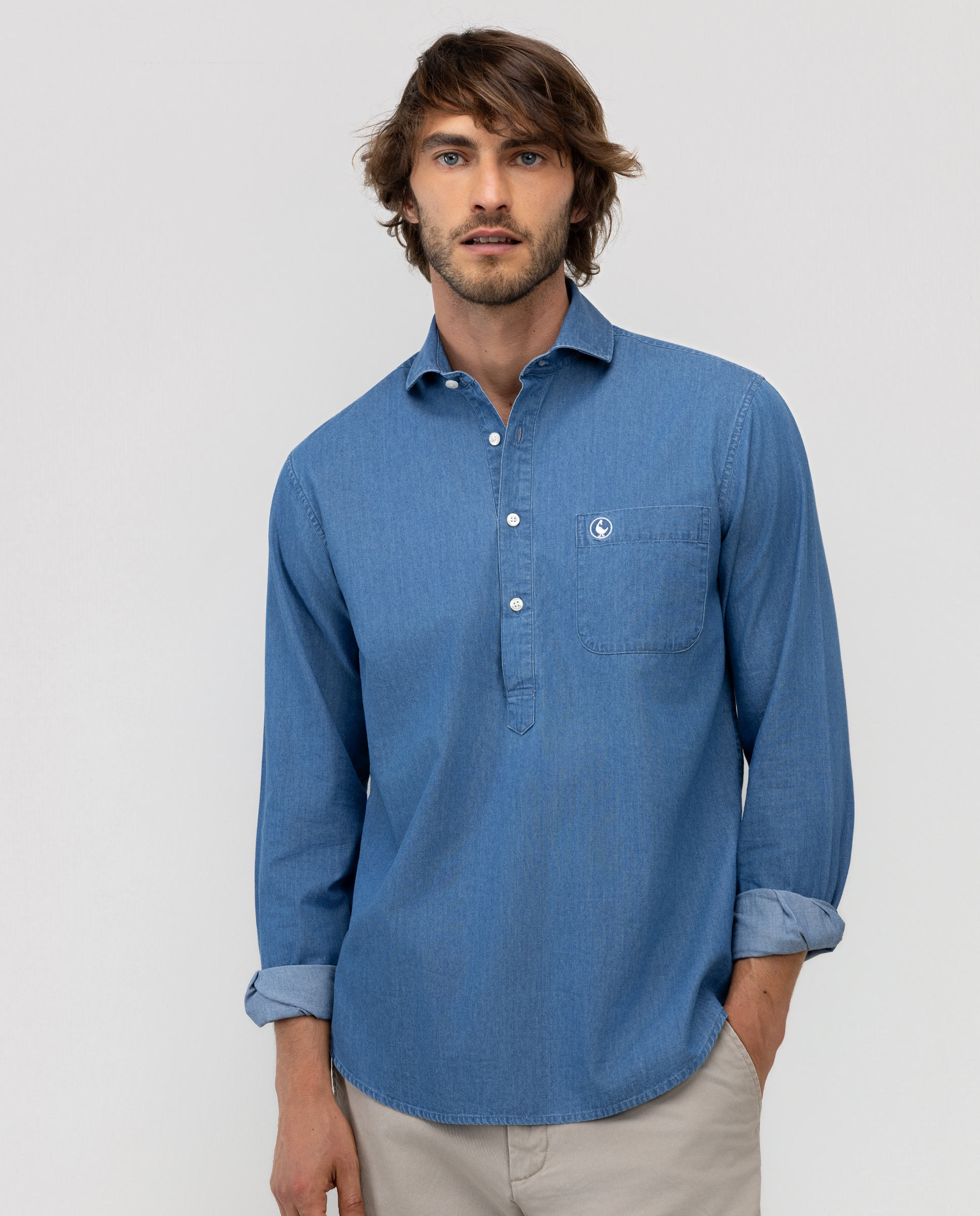 Imagen 1 de Camisa de hombre polera denim Azul