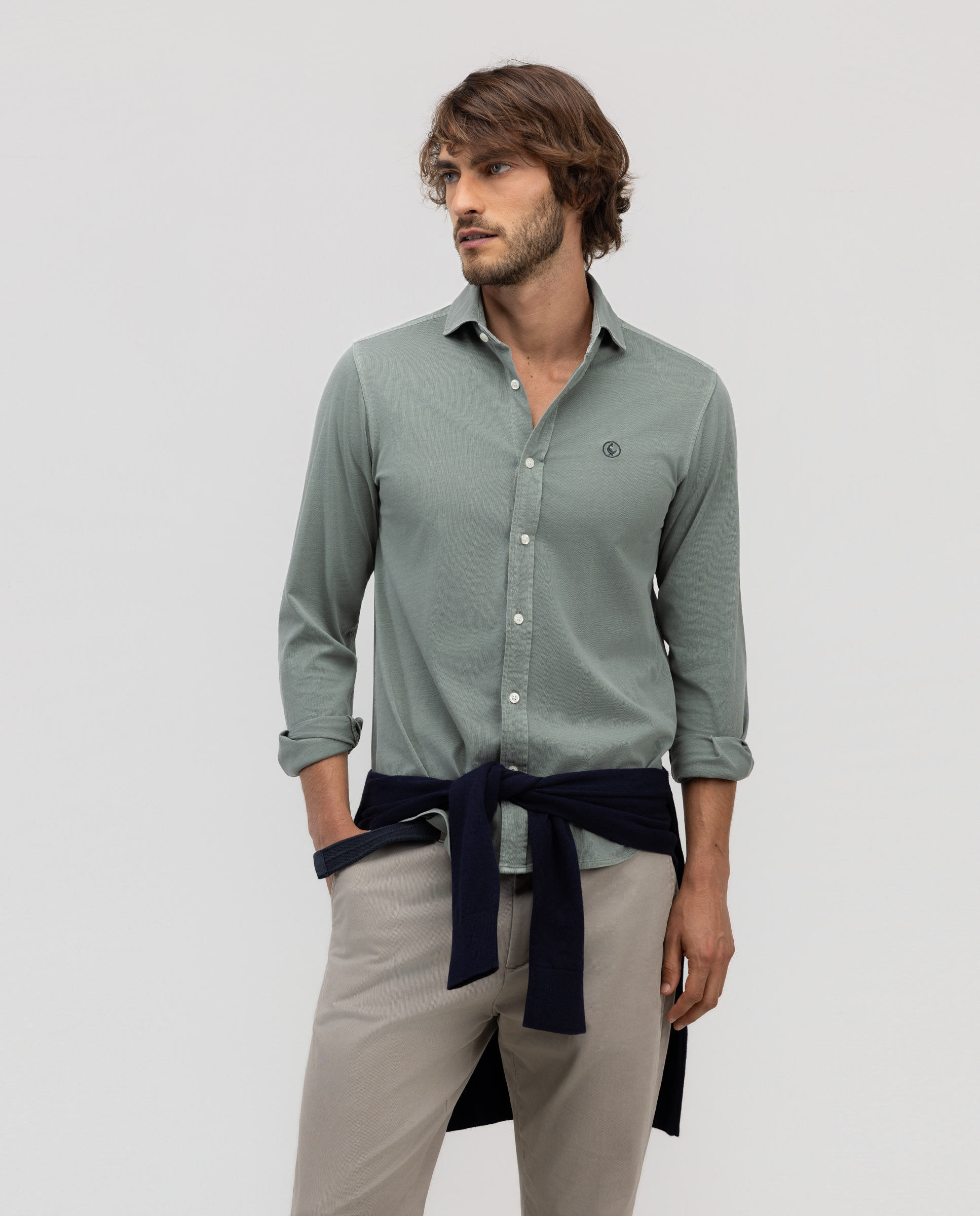 Camisa de hombre single jersey lisa - El Ganso - Verde Verde-1