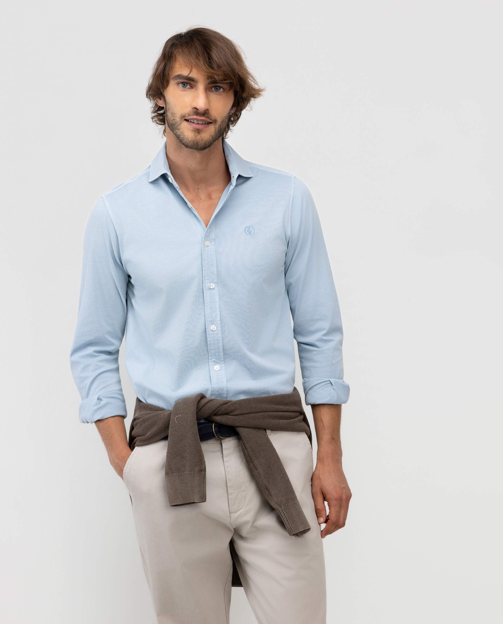 Camisa de hombre single jersey lisa - El Ganso - Azul celeste Azul celeste-1