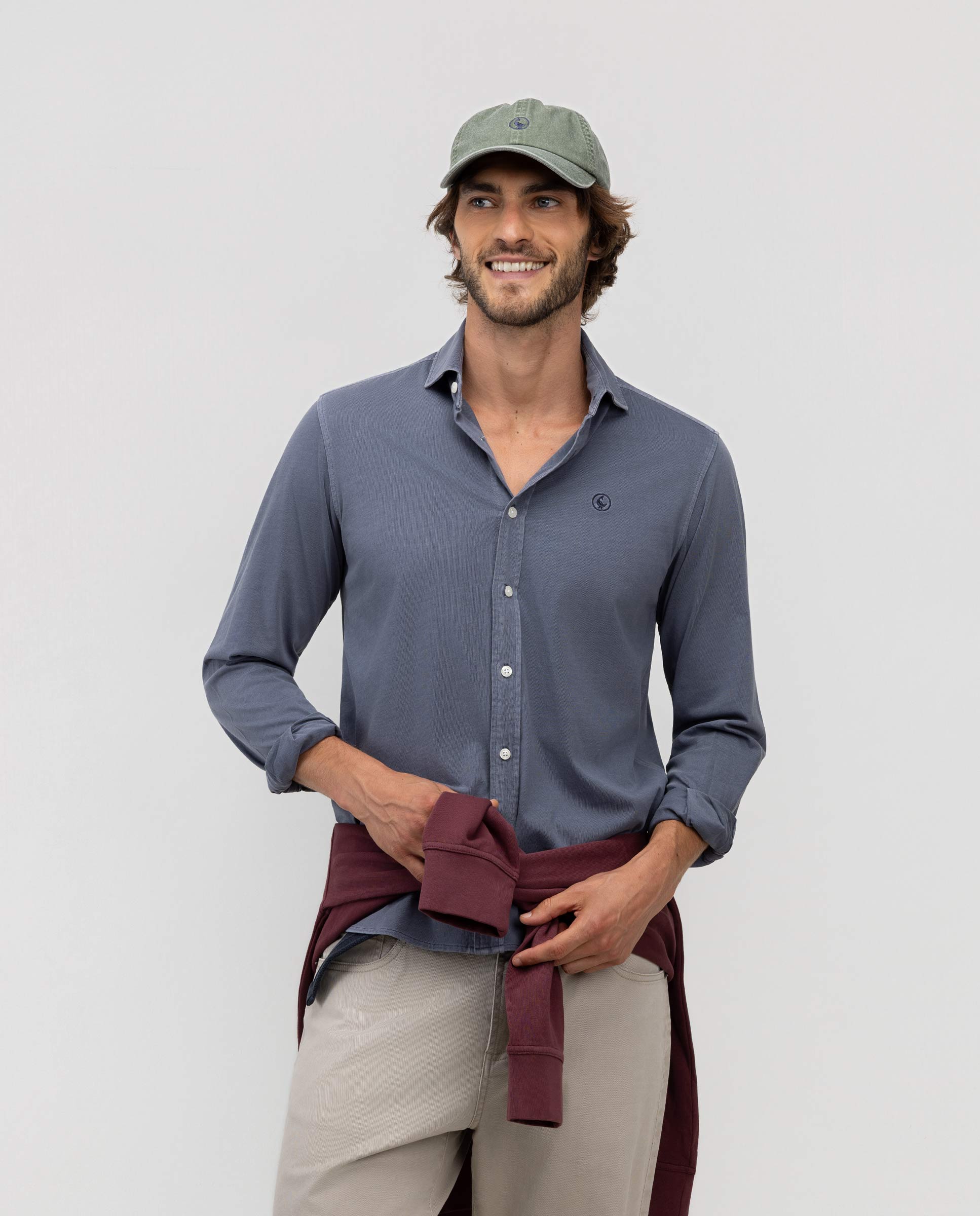 Imagen 0 de Camisa de hombre single jersey lisa Azul