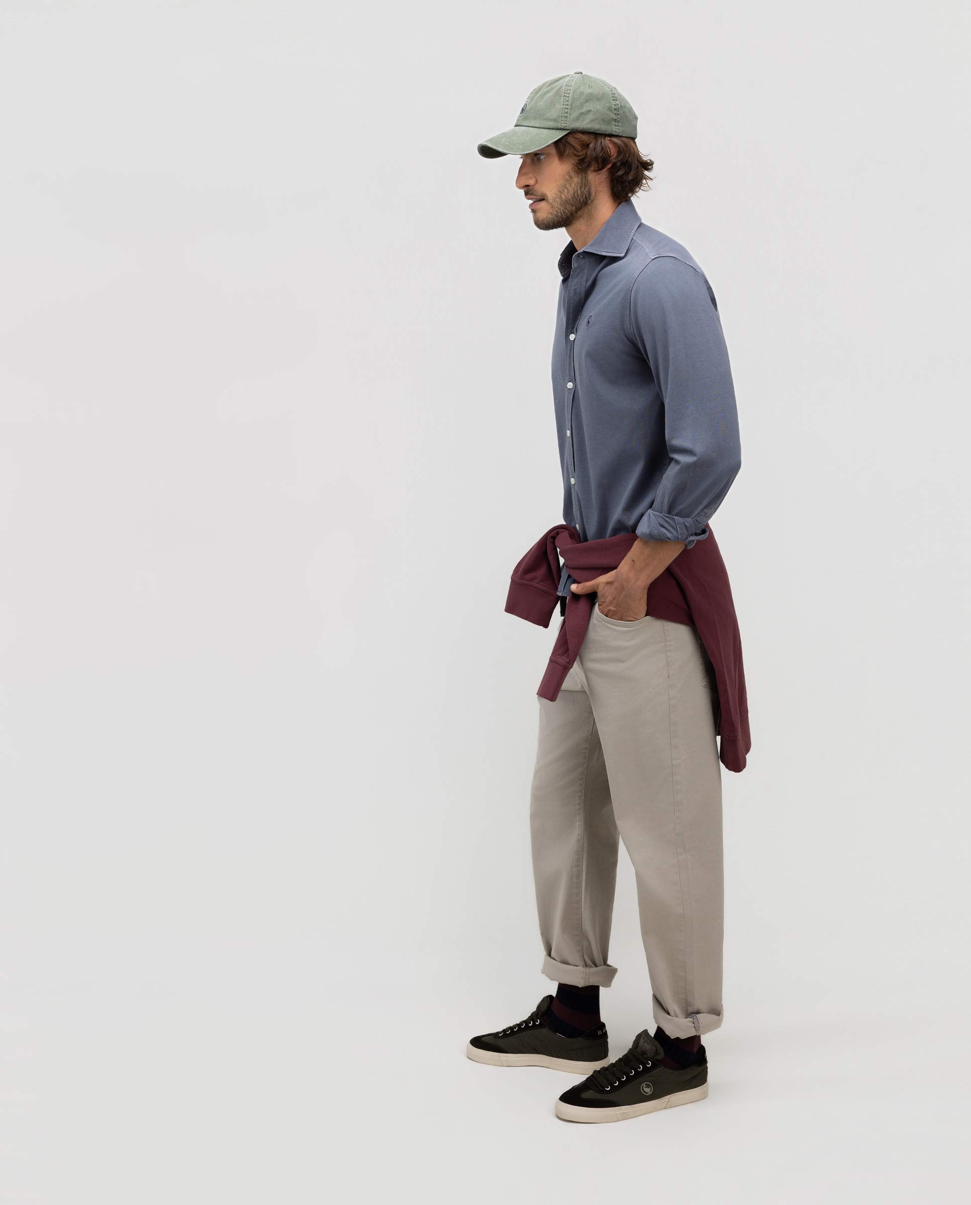 Camisa de hombre single jersey lisa - El Ganso - Azul Azul-3