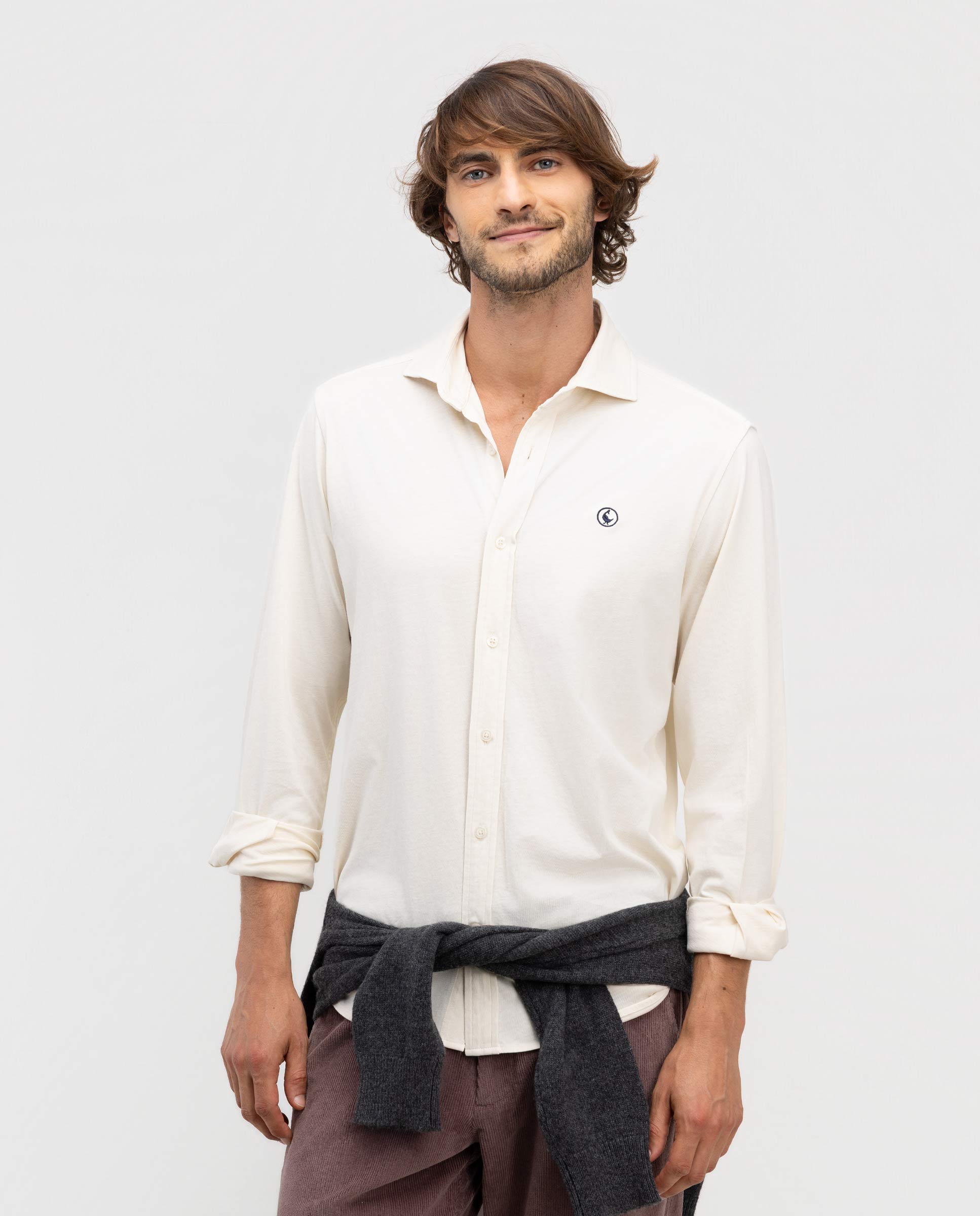 Camisa de hombre single jersey lisa - El Ganso - Crudo Crudo-1