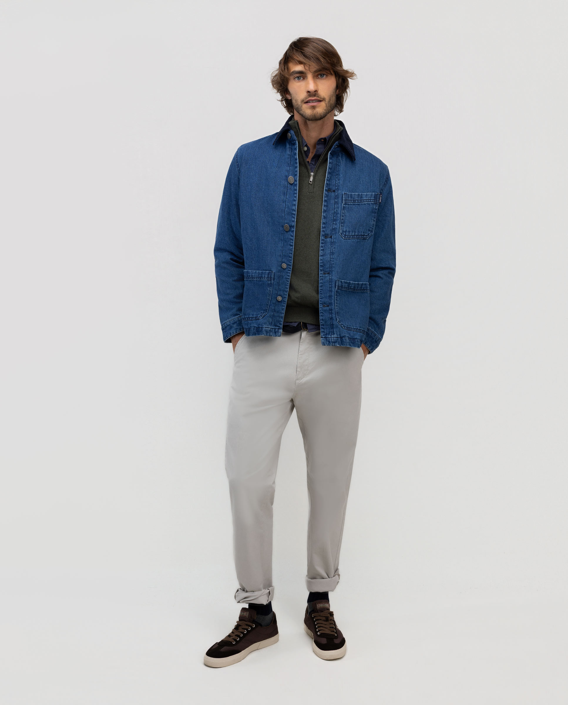 Sobrecamisa de hombre denim cuello pana - El Ganso - Azul Azul-2