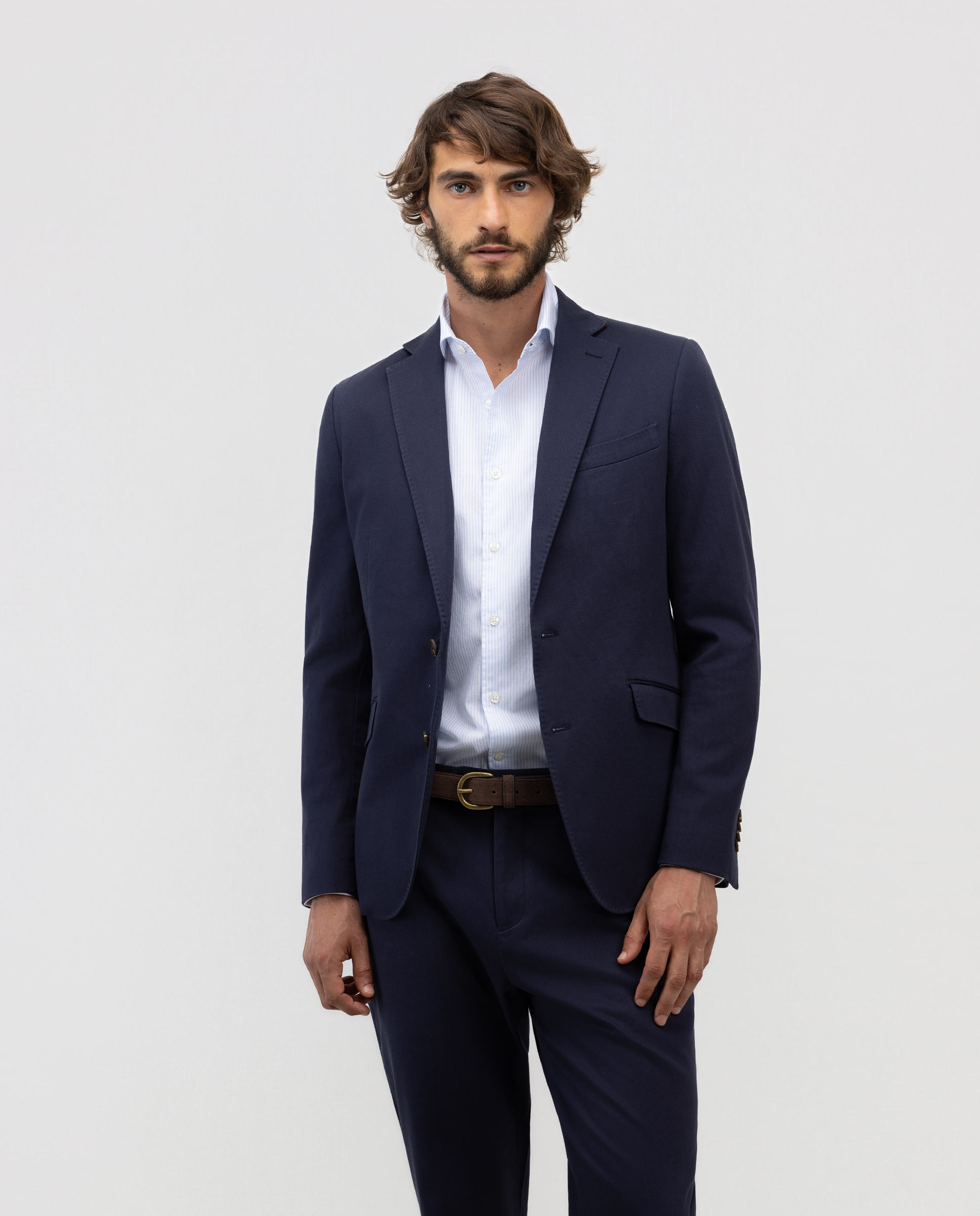 Americana de hombre estructura lisa - El Ganso - Azul oscuro Azul oscuro-1
