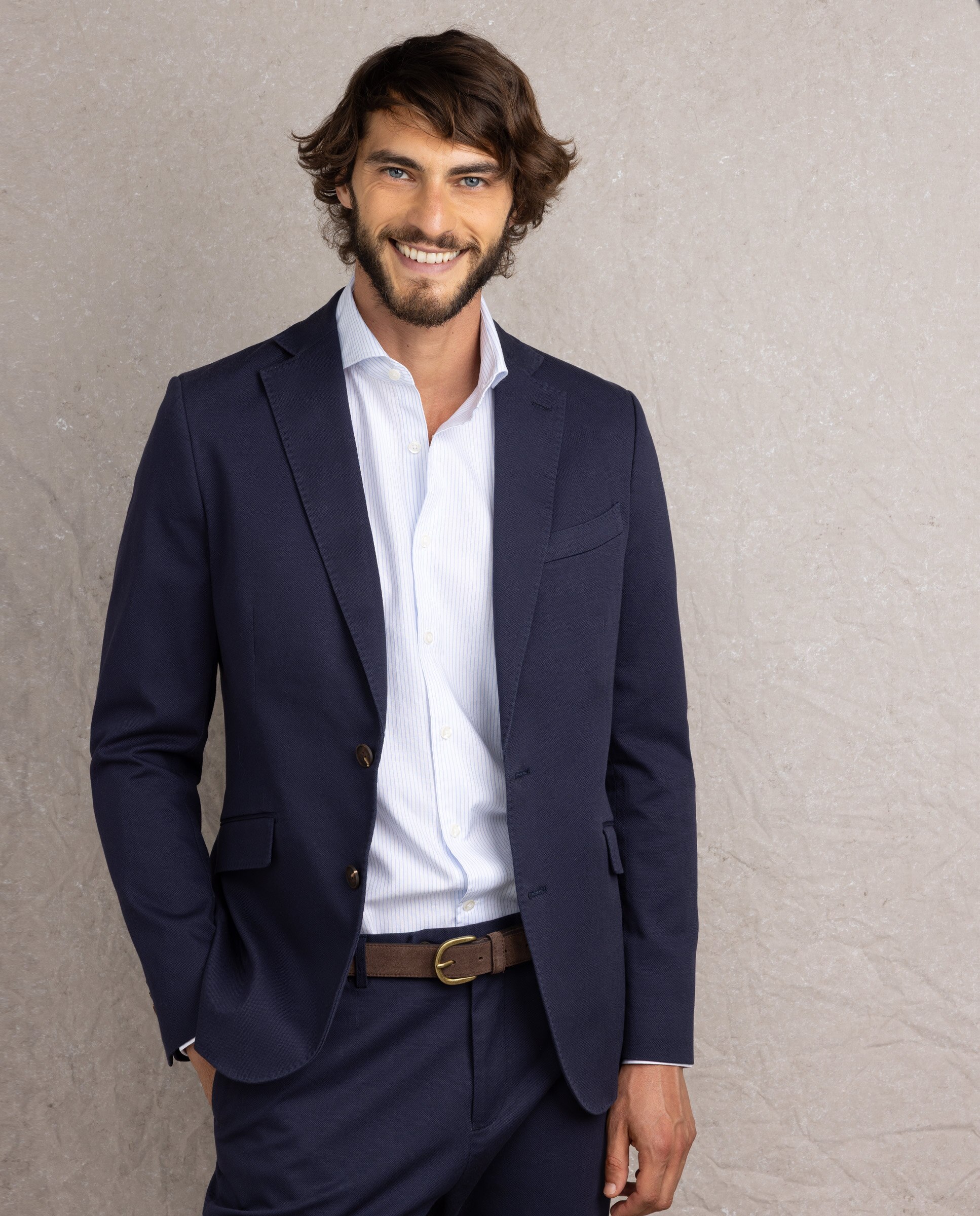 Americana de hombre estructura lisa - El Ganso - Azul oscuro Azul oscuro-3