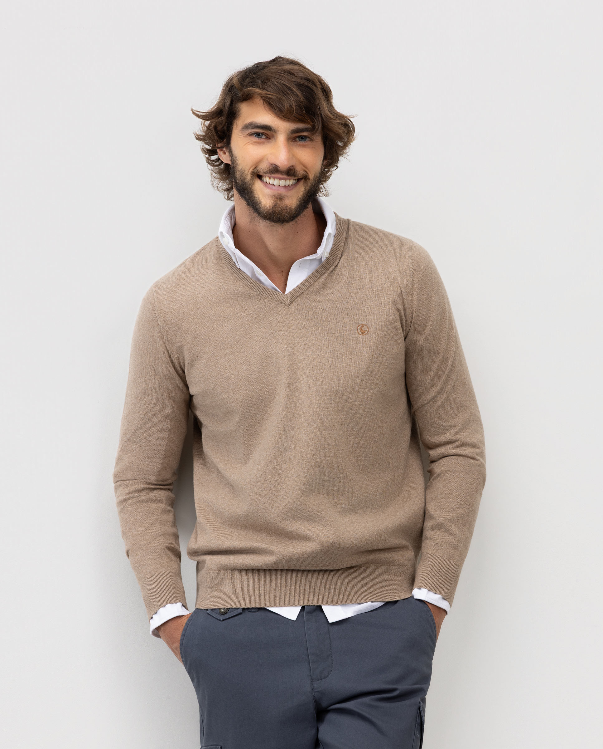 Jersey de hombre cuello pico liso - El Ganso - Beige Beige-1