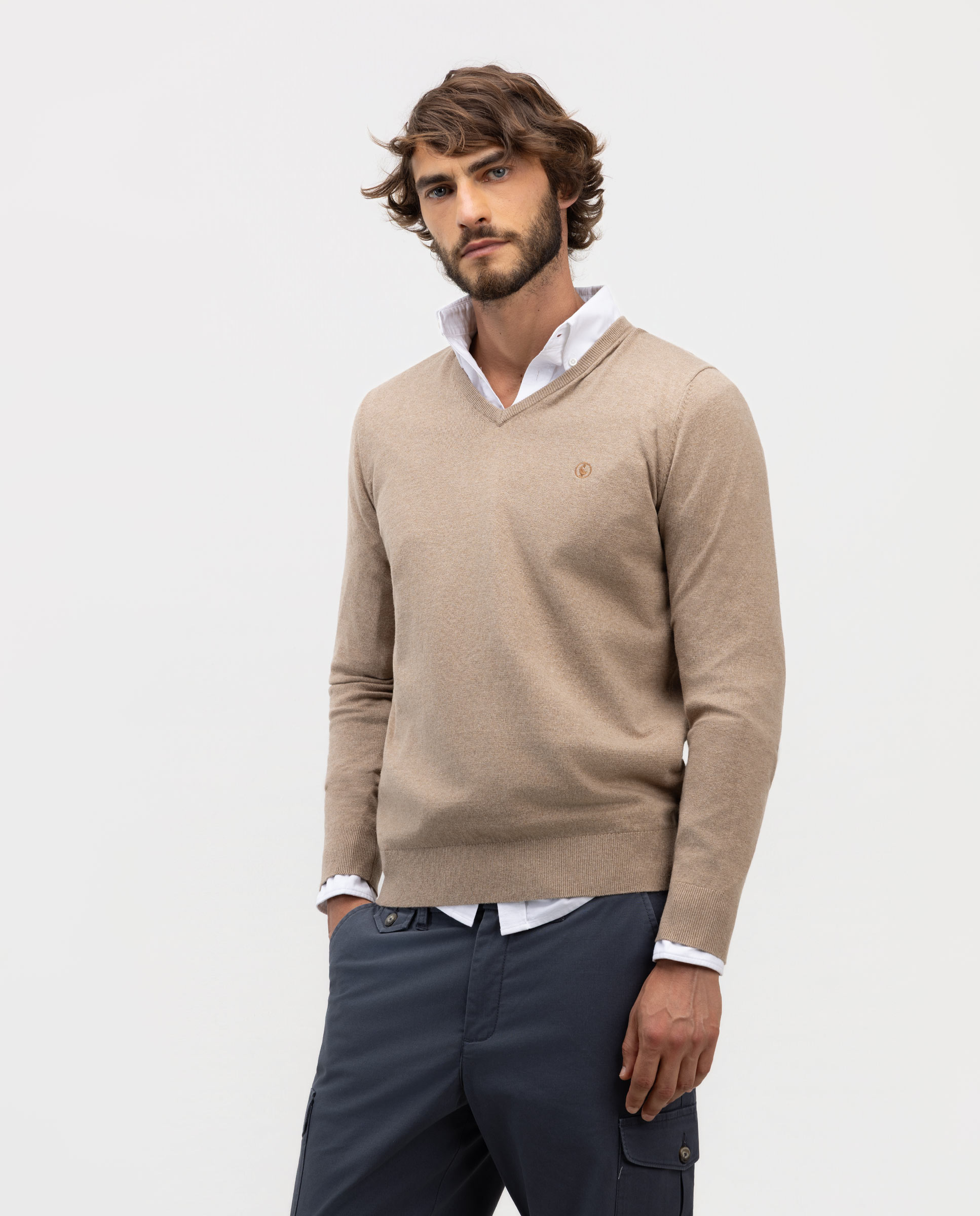 Jersey de hombre cuello pico liso - El Ganso - Beige Beige-3